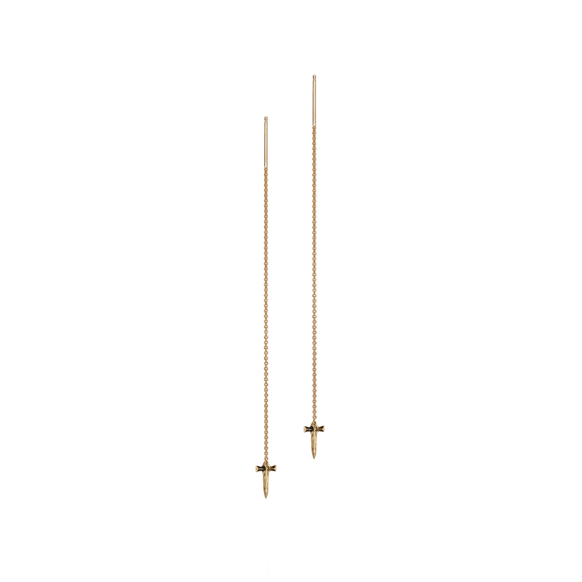 Dagger 14K Gold Symbol Thread Through Earring