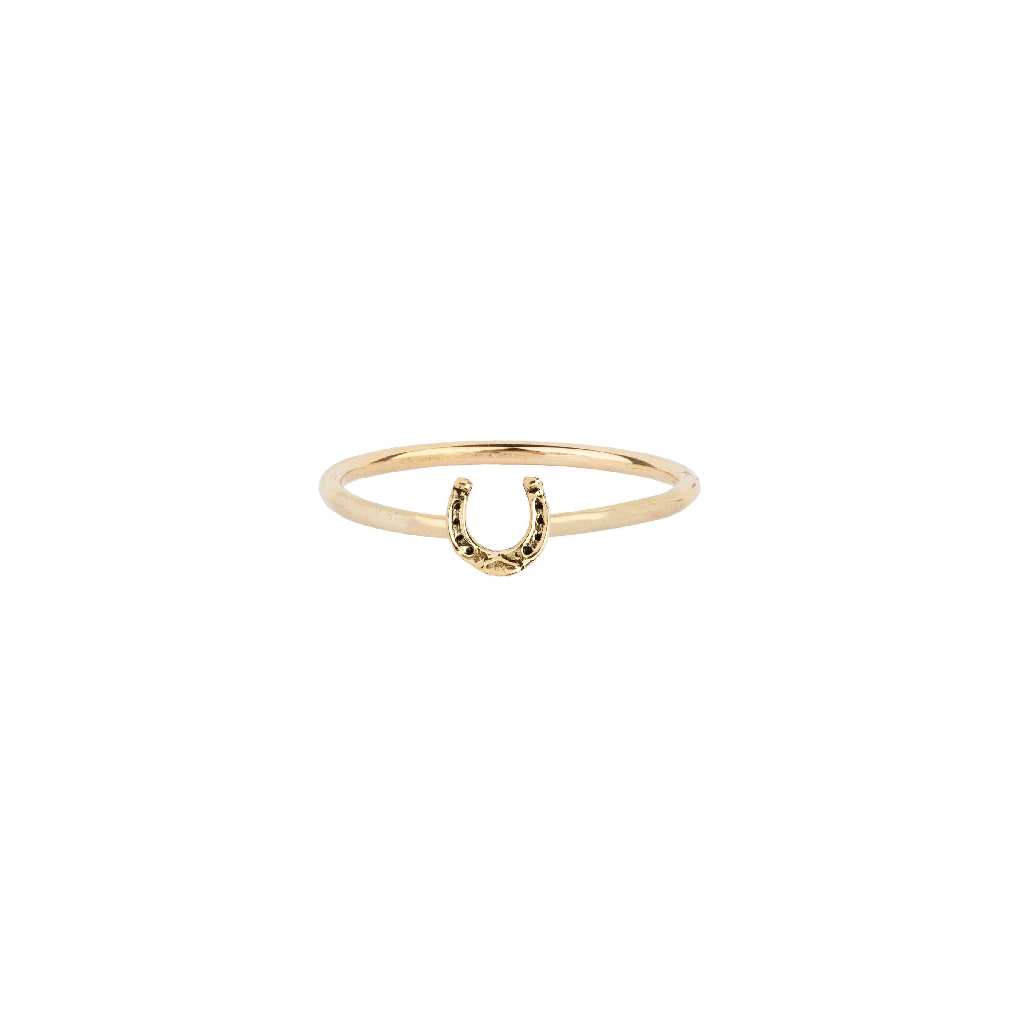 Horseshoe 14K Gold Symbol Charm Ring