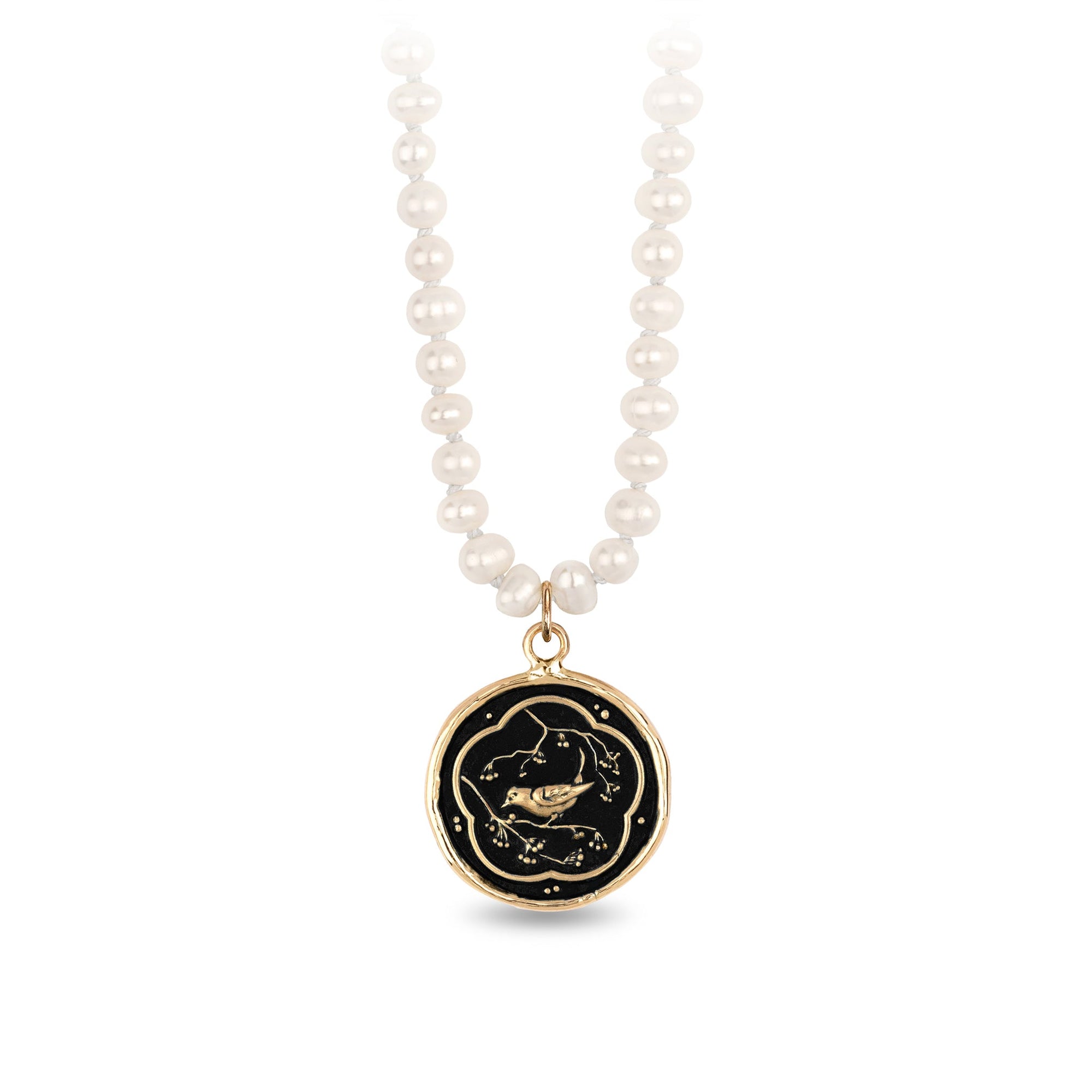 Keep It Simple 14K Gold Talisman On Knotted Freshwater Pearl Necklace