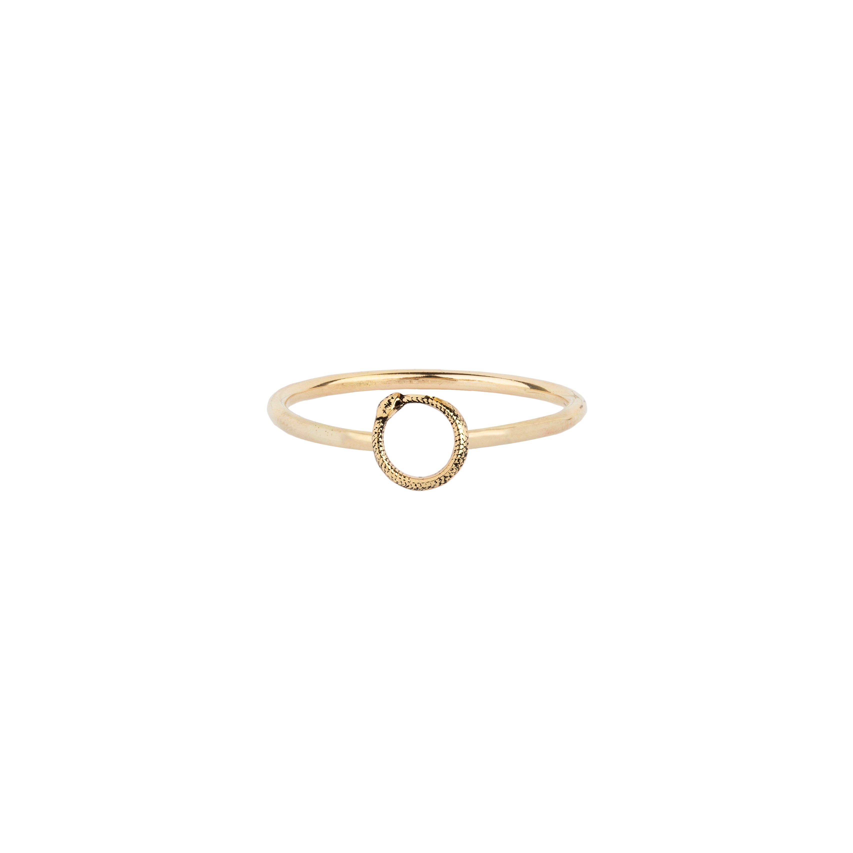 Ouroboros 14K Gold Symbol Charm Ring