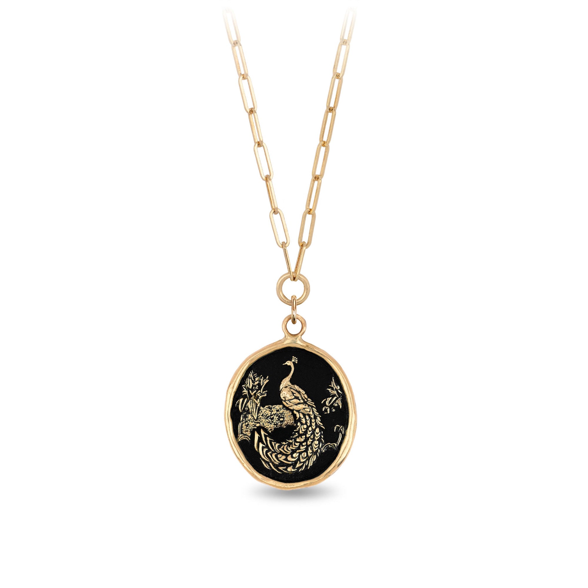 Peacock 14K Gold Long Link Paperclip Chain Necklace