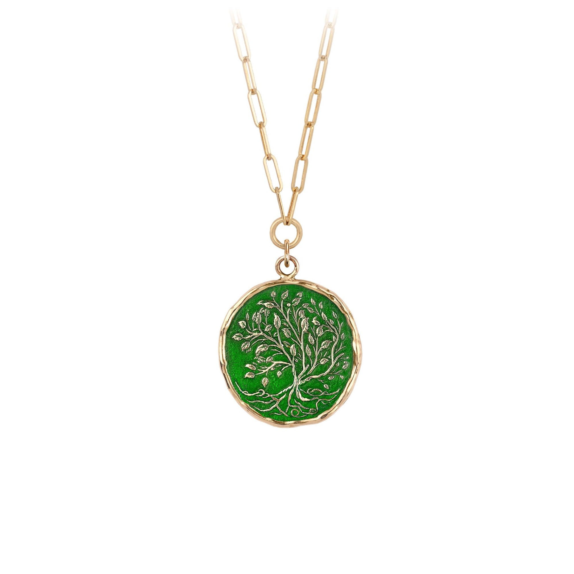 Tree of Life 14K Gold Long Link Paperclip Chain Necklace - True Colors