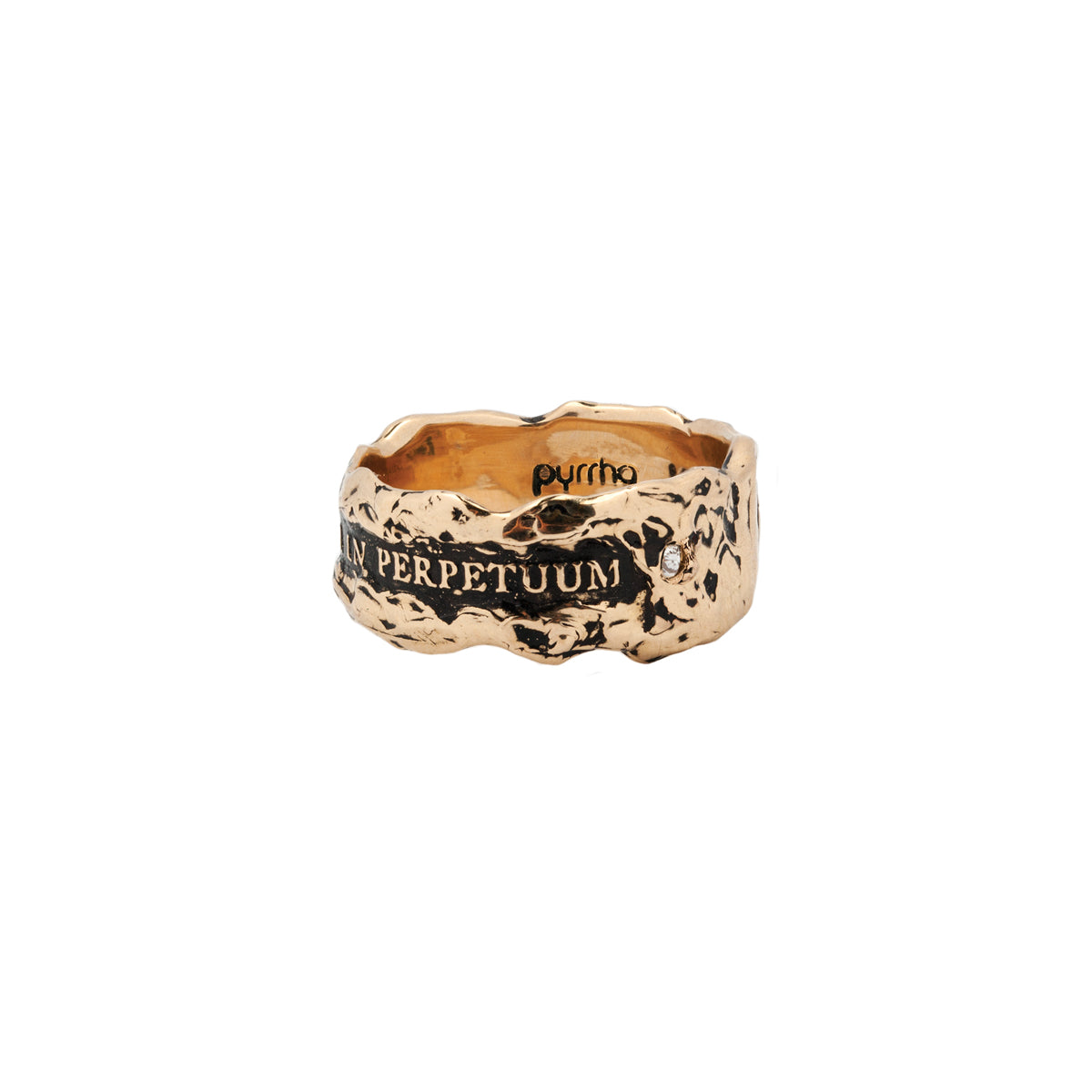 Together Forever Wide 14K Gold Stone Set Textured Band Ring
