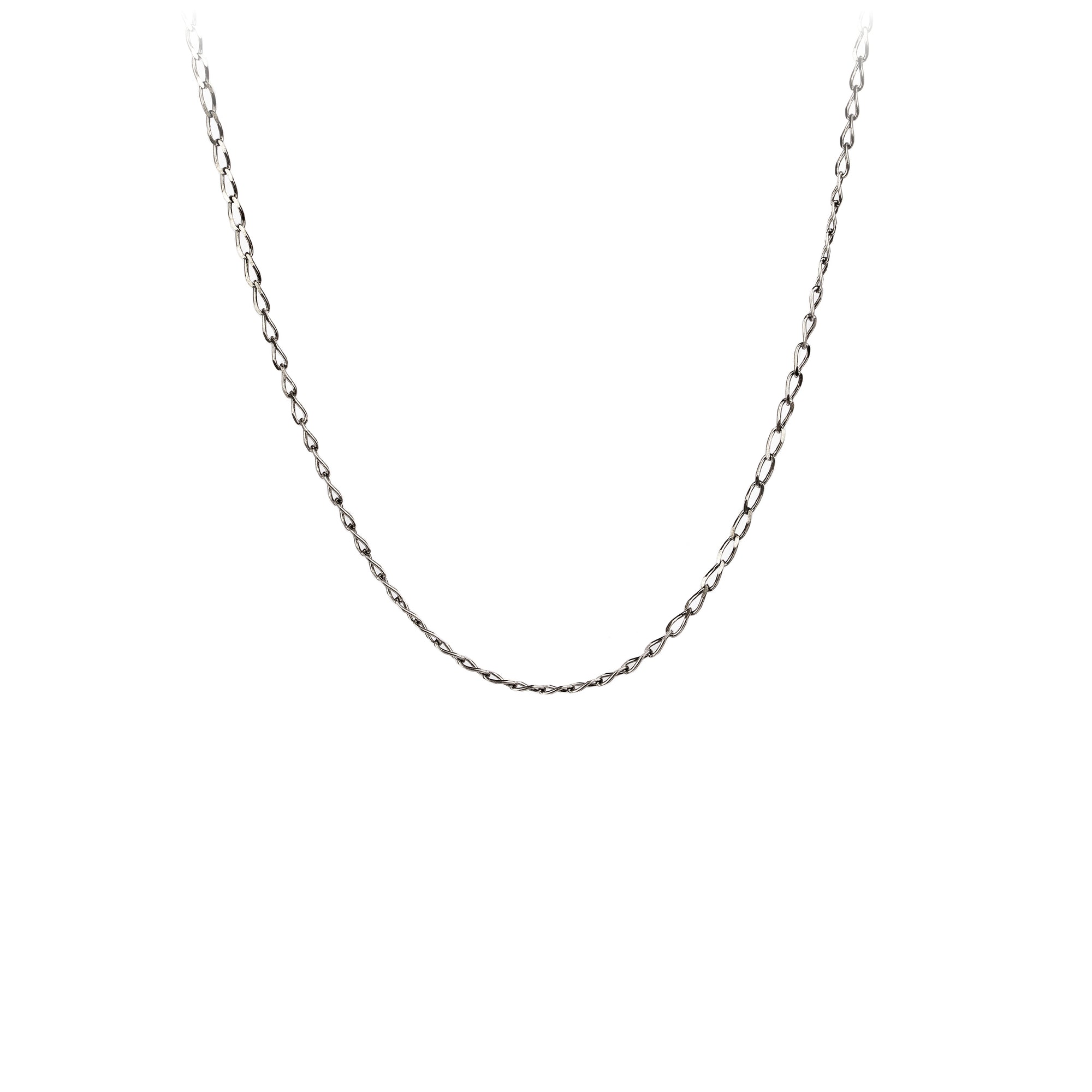 A sterling silver chain with medium open curb links