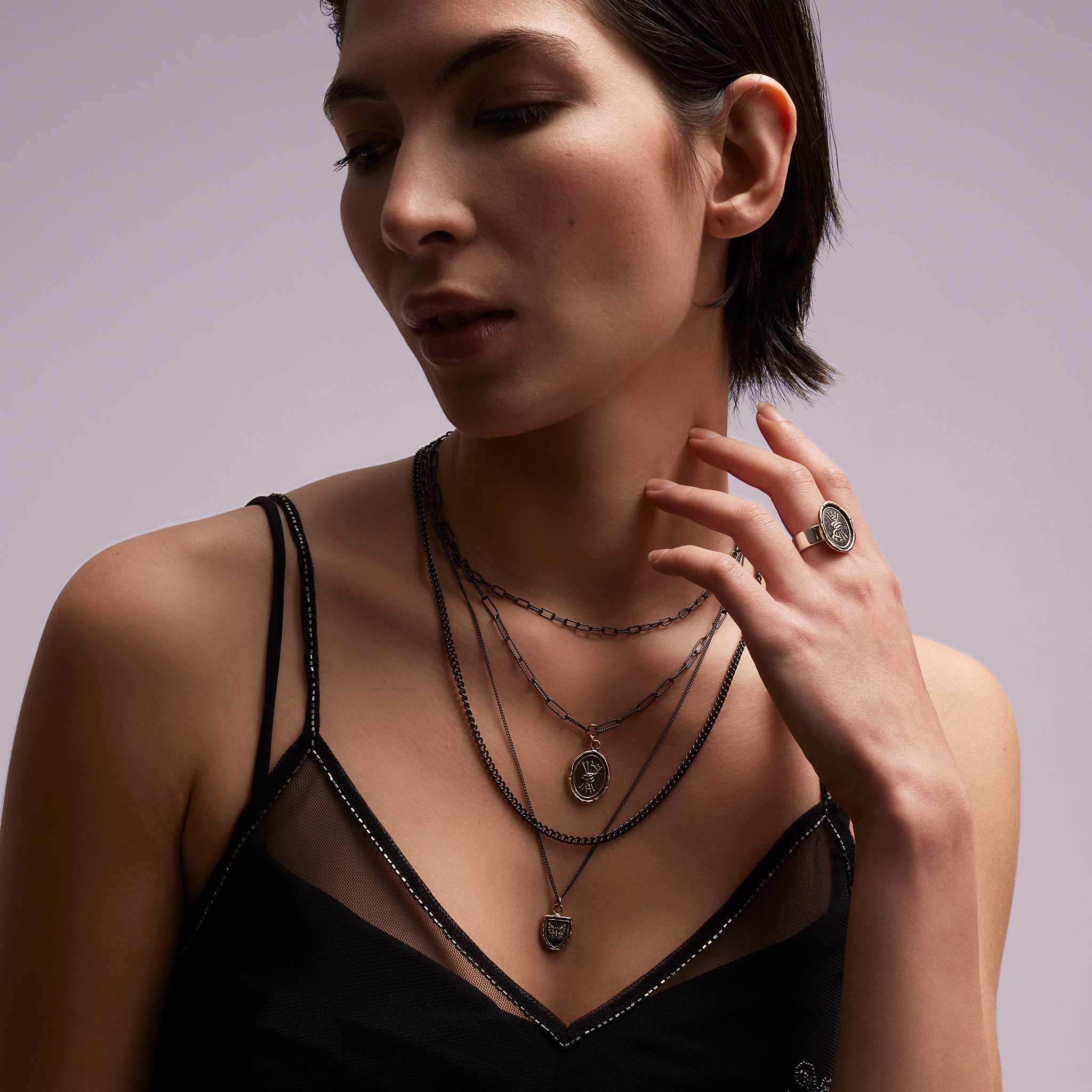 Pyrrha Snake & Arrows Talisman Ring