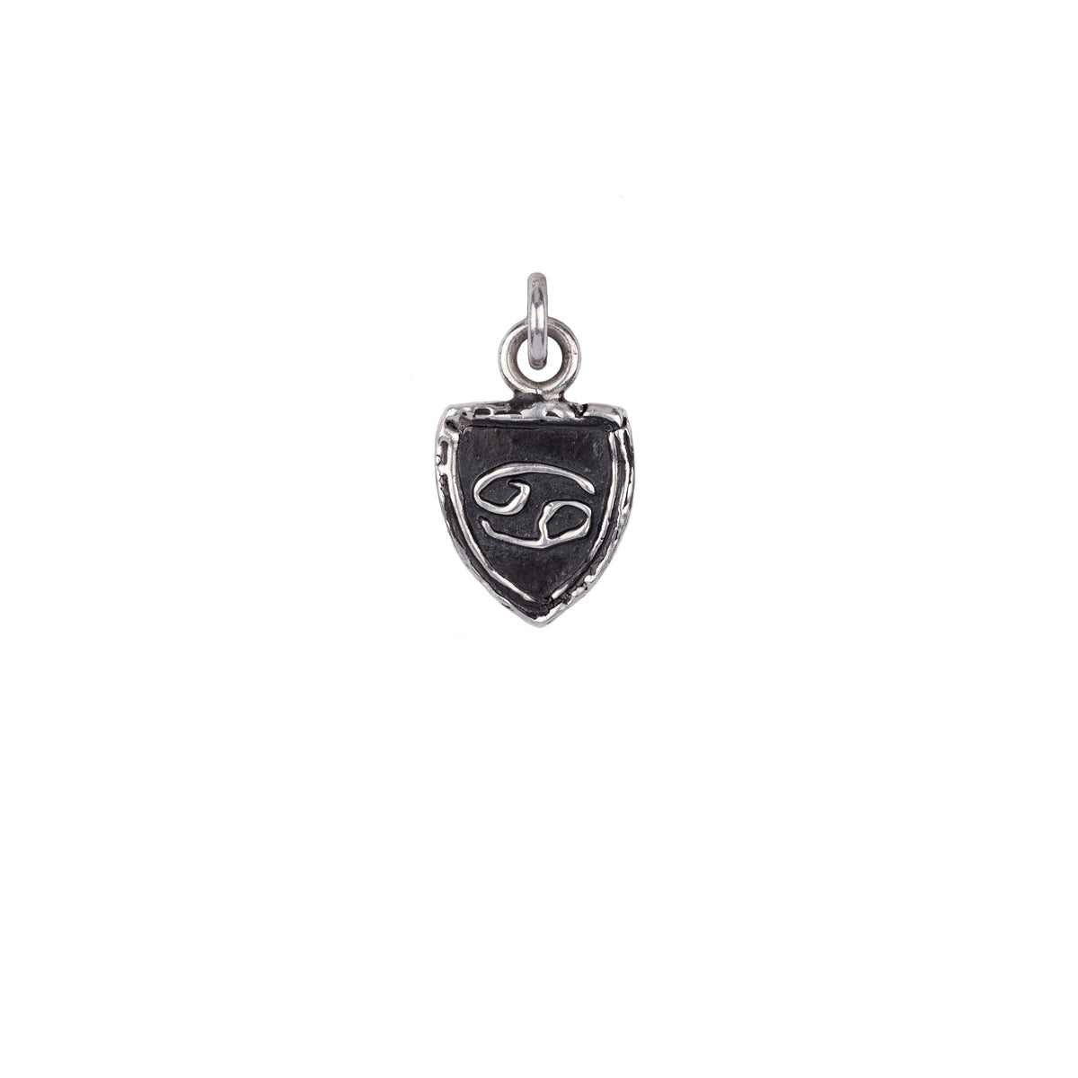 A sterling silver Cancer zodiac charm.