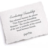 A hand-torn, letterpress printed card describing the meaning for Pyrrha's Everlasting Friendship Talisman