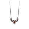 Pyrrha Heart with Wings Garnet Faceted Stone Talisman Silver