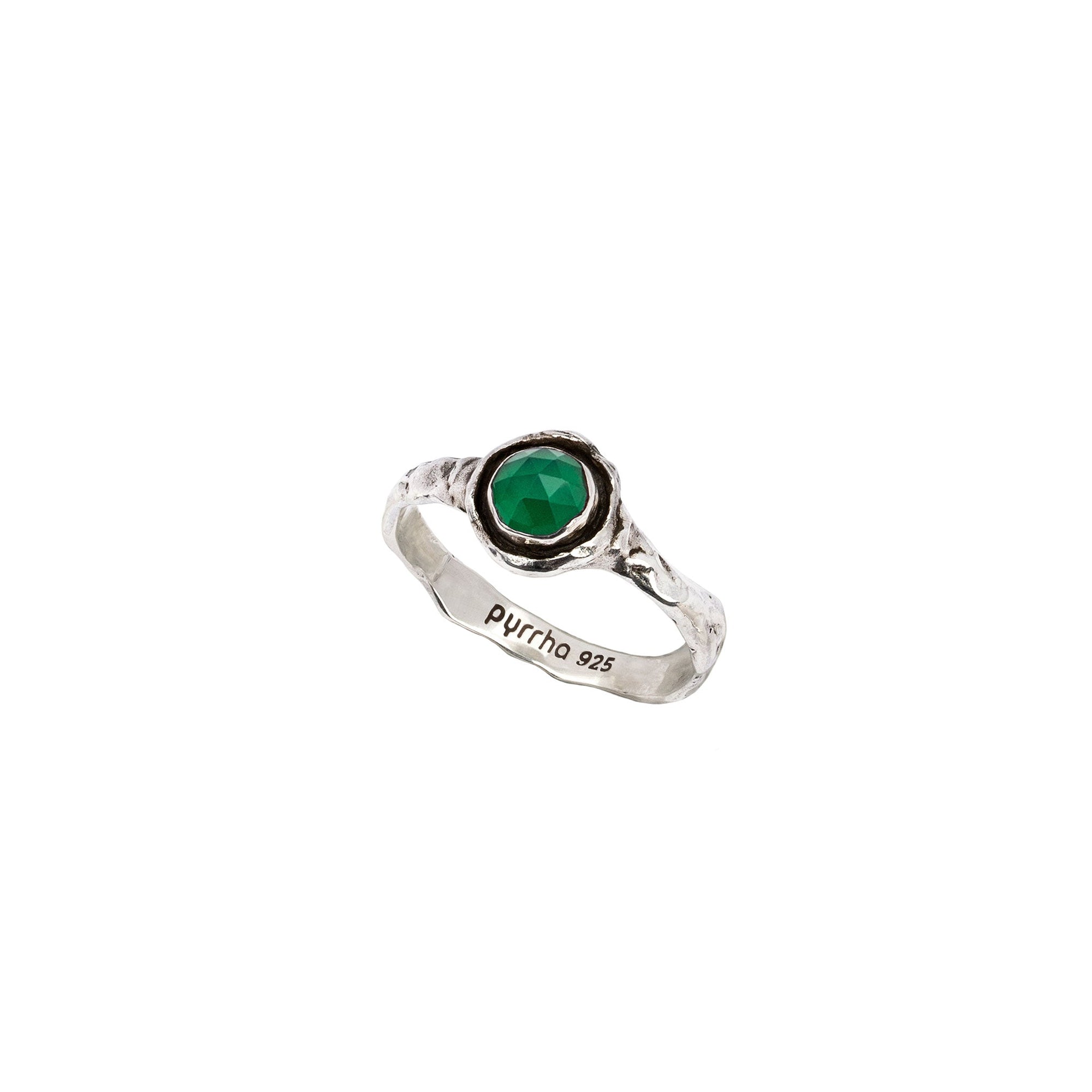 Green Onyx Small Faceted Stone Talisman Ring