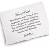 A hand-torn, letterpress printed card describing the meaning for Pyrrha's Heart Print 14K Gold Talisman - True Colors