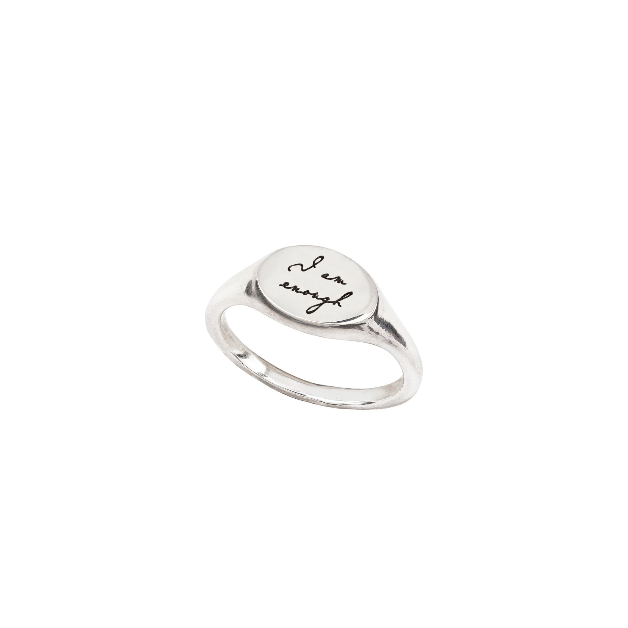 I Am Enough Sideways Oval Signet Ring