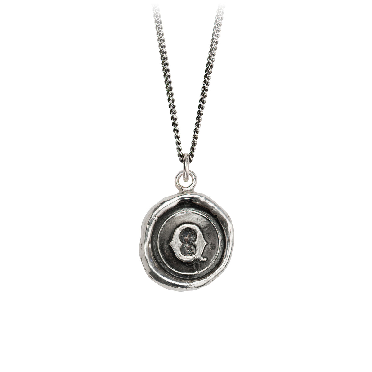 Pyrrha Initial Q Talisman Necklace Silver