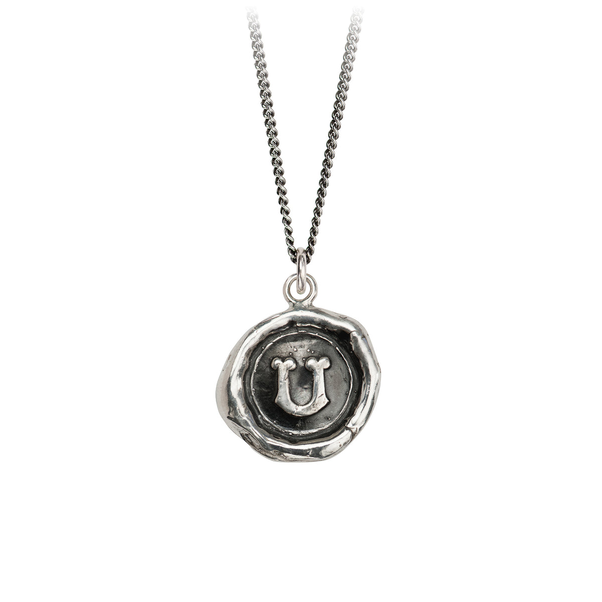 Pyrrha Initial U Talisman Necklace Silver