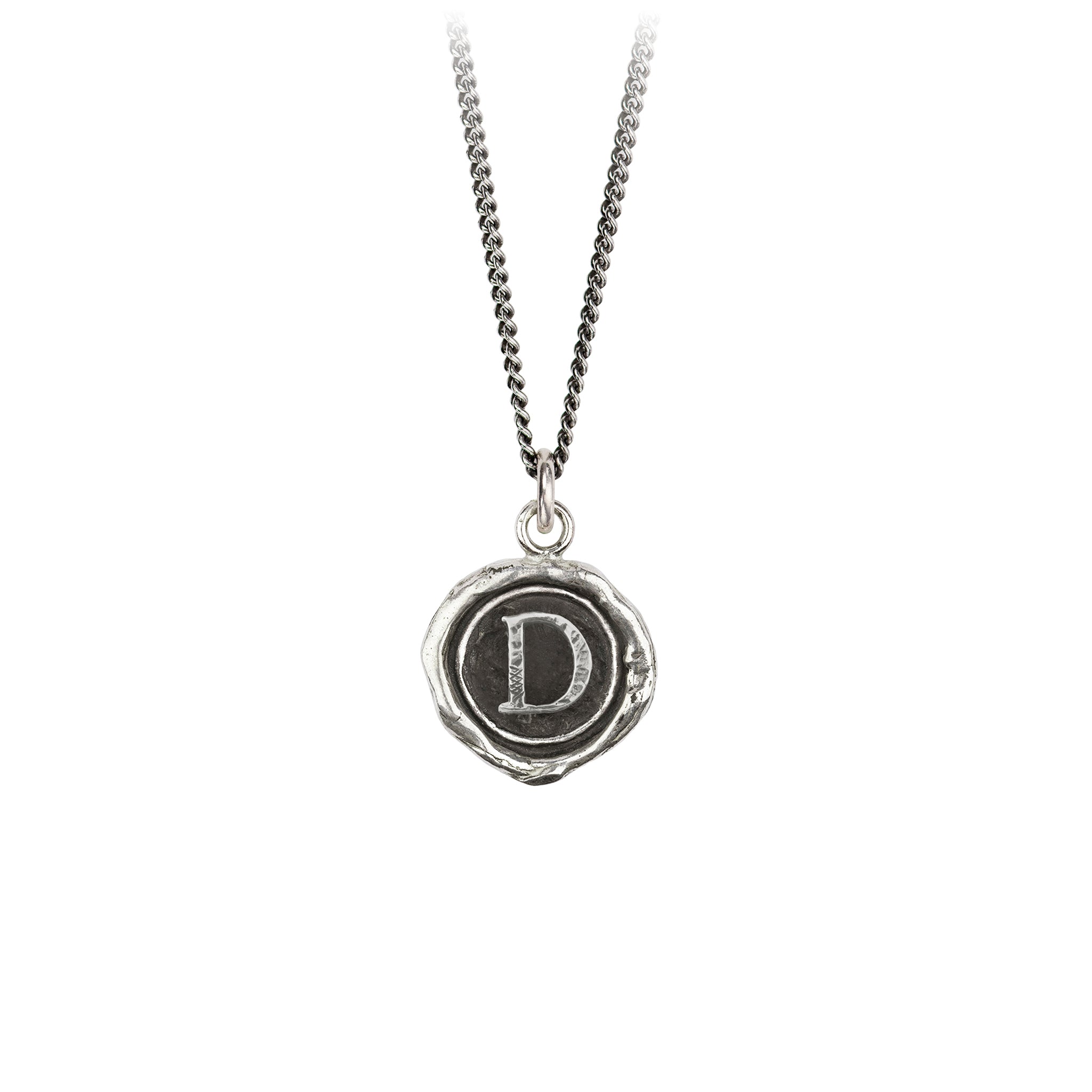 Pyrrha Initial D Talisman Necklace Silver