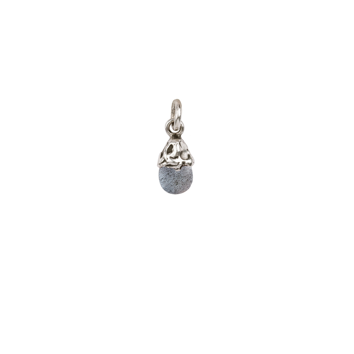 A sterling silver attraction charm capped with a Labradorite stone.