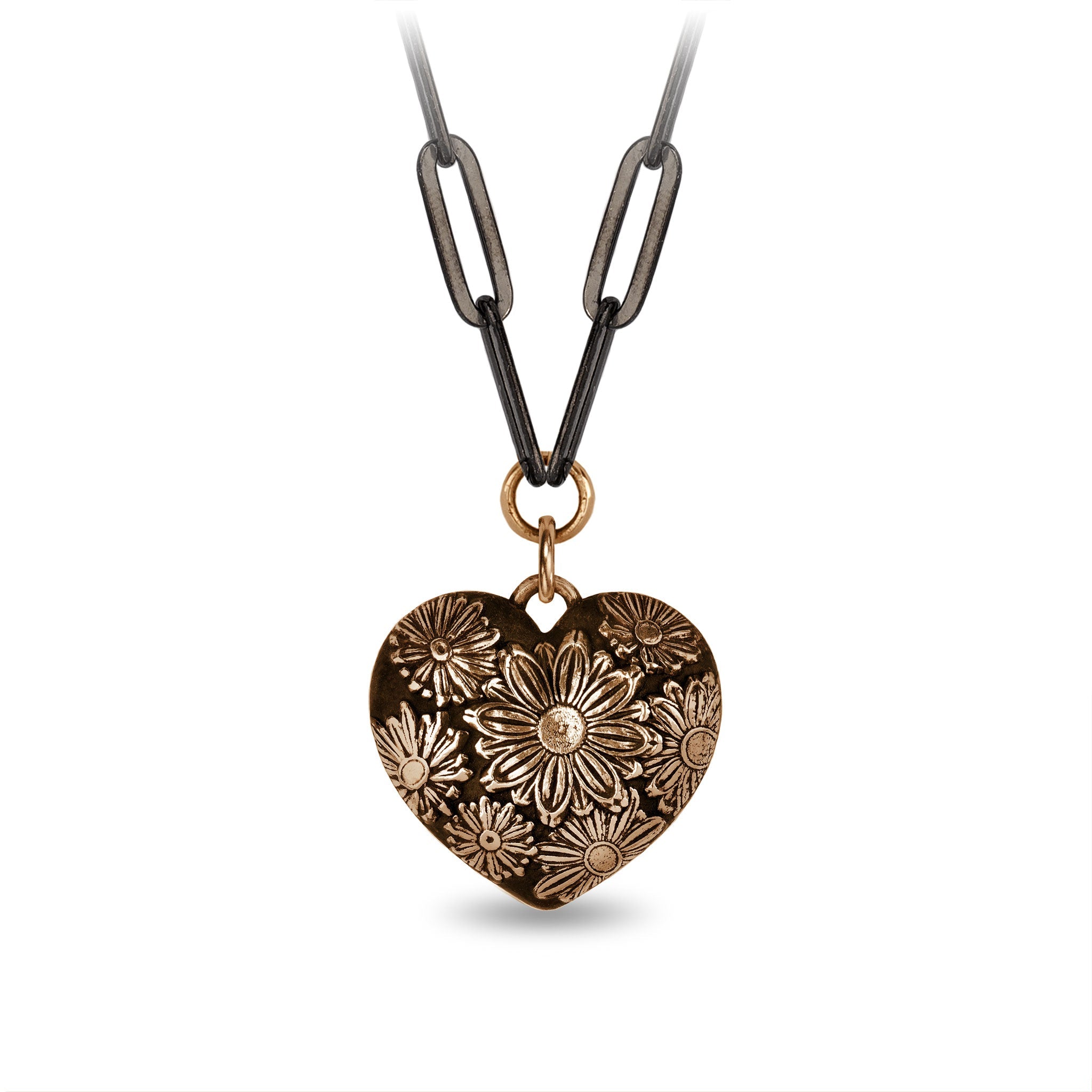 Daisy Large Puffed Heart Large Paperclip Chain Necklace