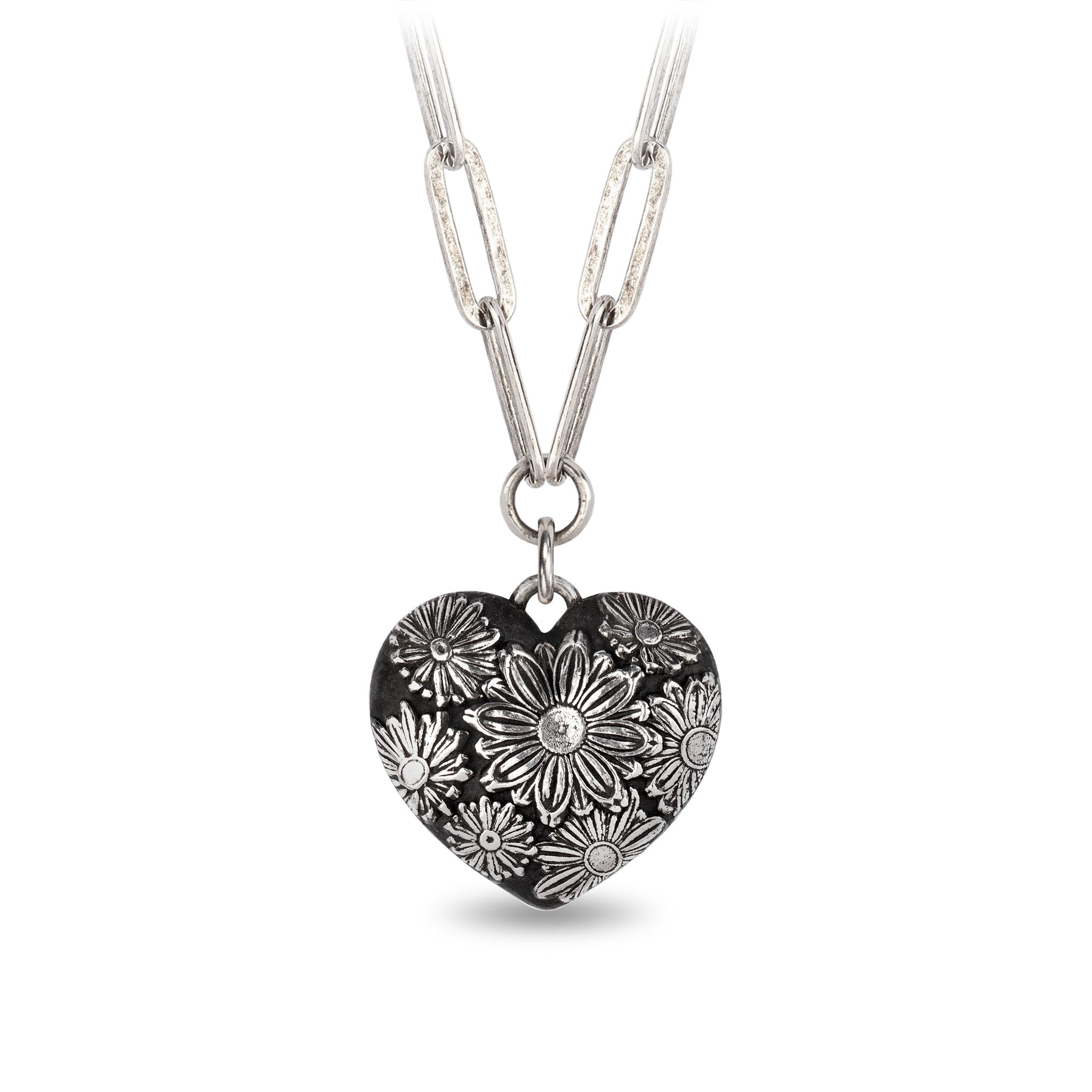 Daisy Large Puffed Heart Large Paperclip Chain Necklace