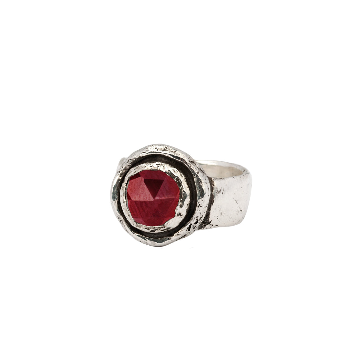 Garnet Faceted Stone Talisman Ring