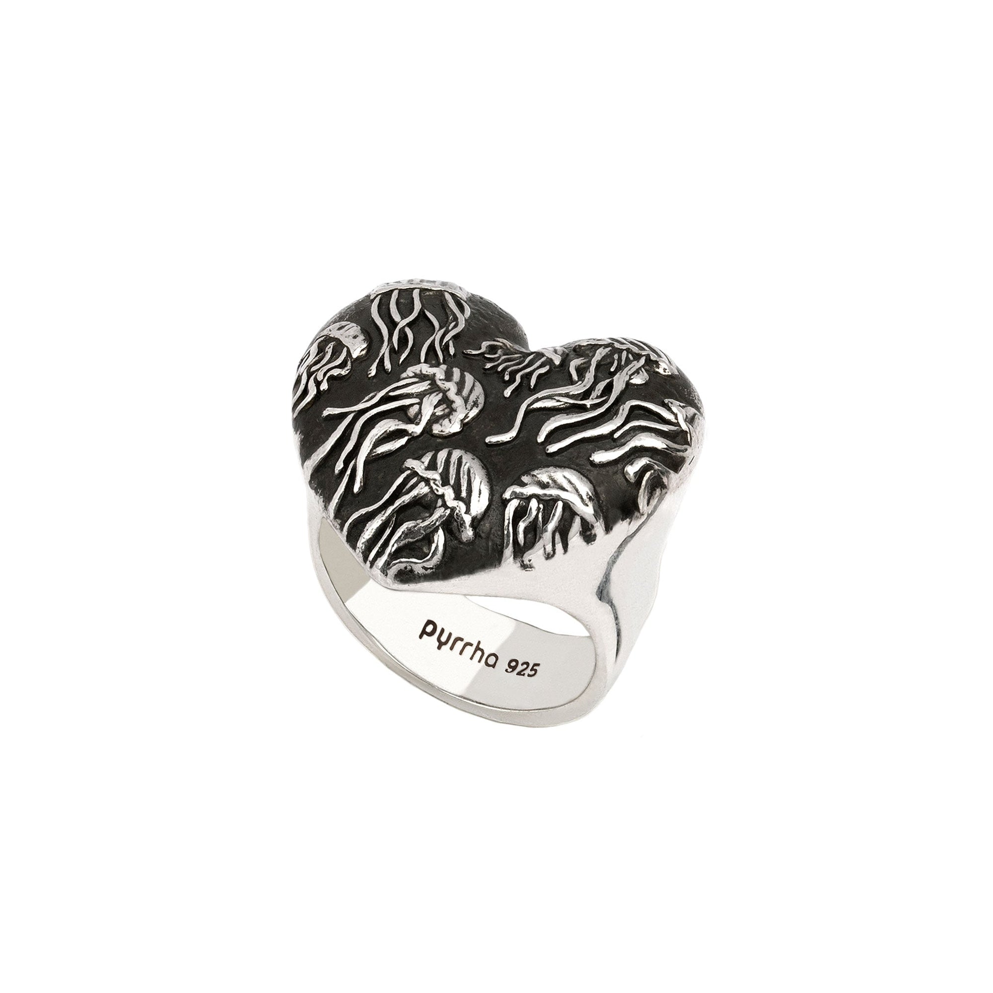 Jellyfish Large Puffed Heart Signet Ring