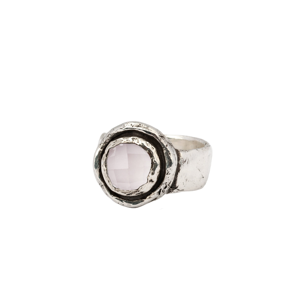 Rose Quartz Faceted Stone Talisman Ring