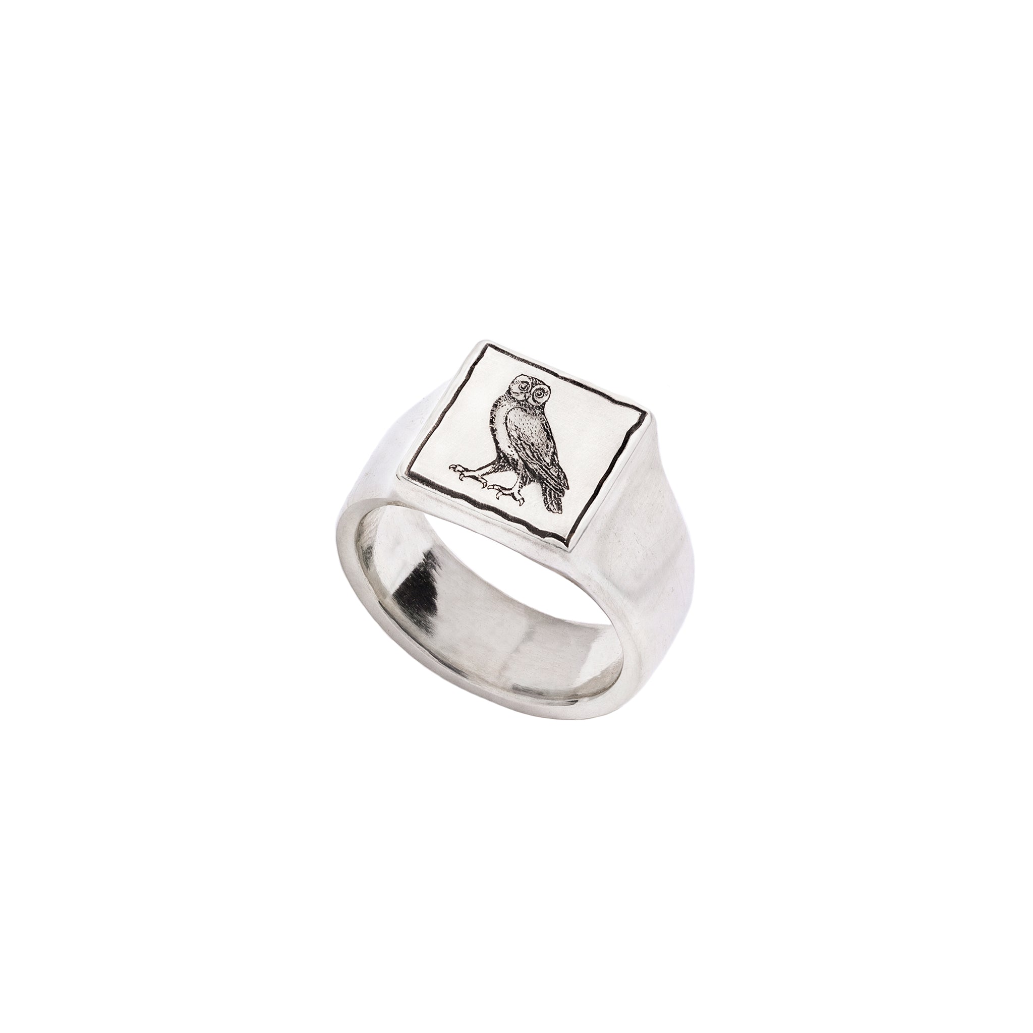 Owl Square Signet Ring