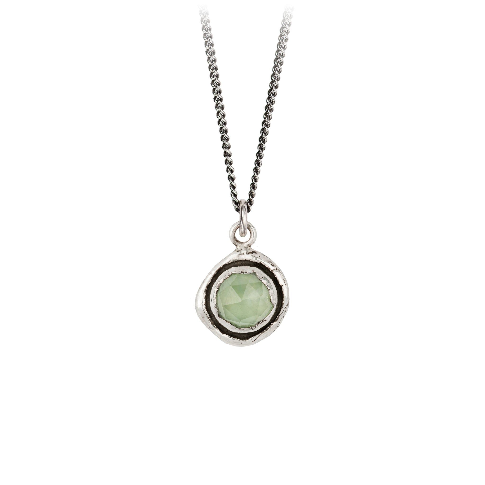 Pyrrha Prehnite Faceted Stone Talisman Necklace Silver