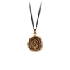 Pyrrha Shamrock Talisman Necklace Fine Curb Chain Bronze