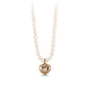 Small Puffed Heart Diamond Set Knotted Freshwater Pearl Necklace