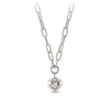 Small Puffed Heart Diamond Set Small Paperclip Chain Necklace