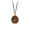 A blackened silver chain with our bronze True Self talisman. This talisman is set with a diamond.