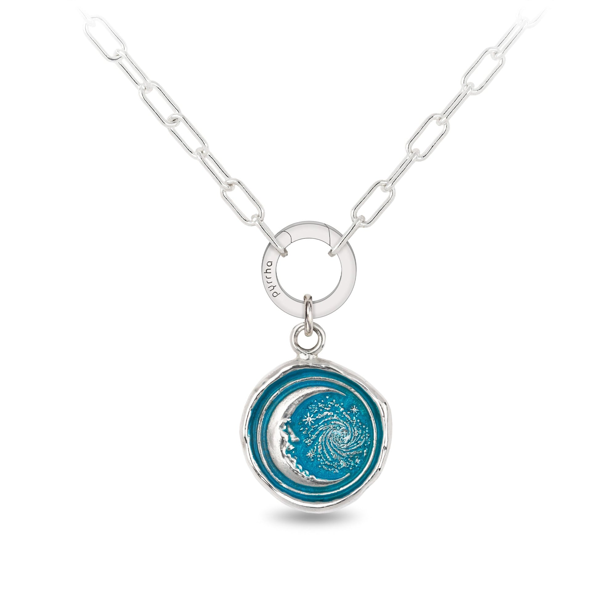 Trust the Universe Small Paperclip Chain Necklace - Capri Blue
