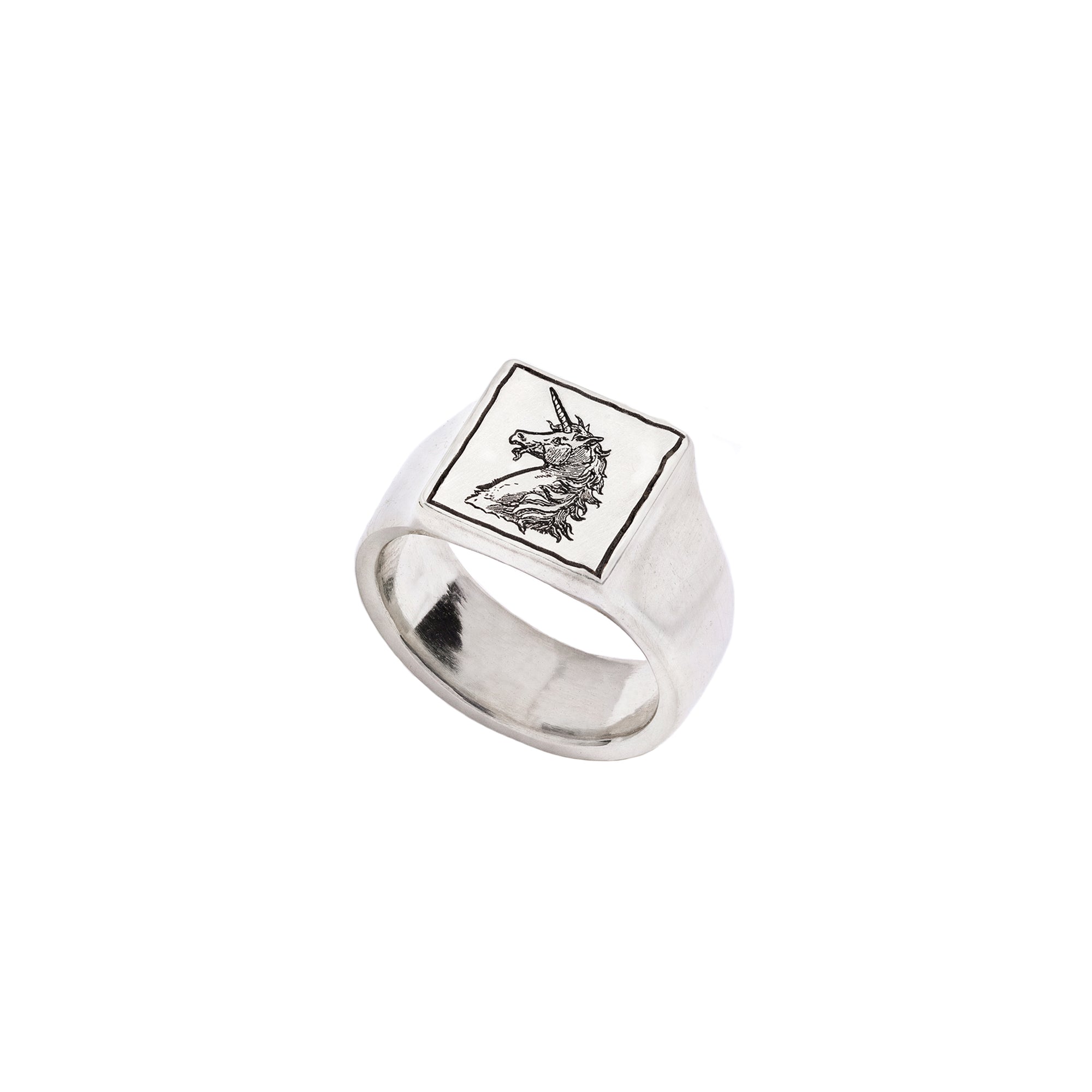 Unicorn Square Signet Ring
