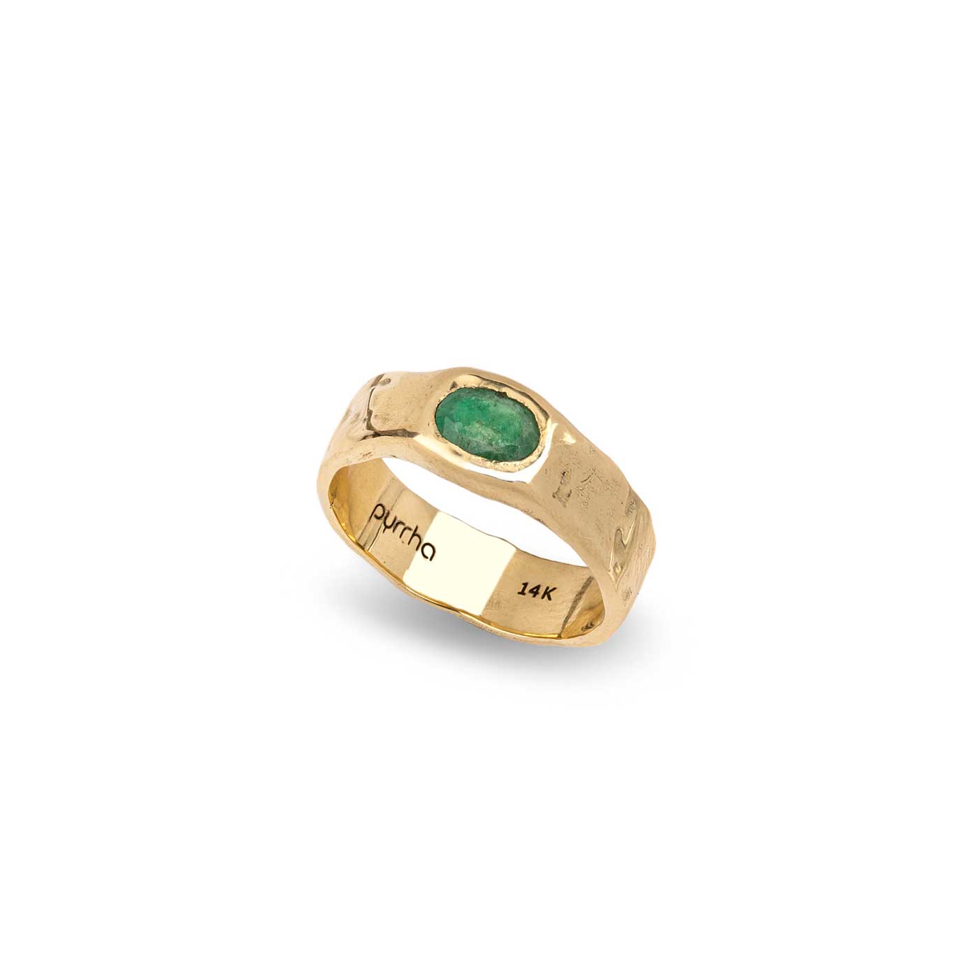 14K Emerald Texture Ring