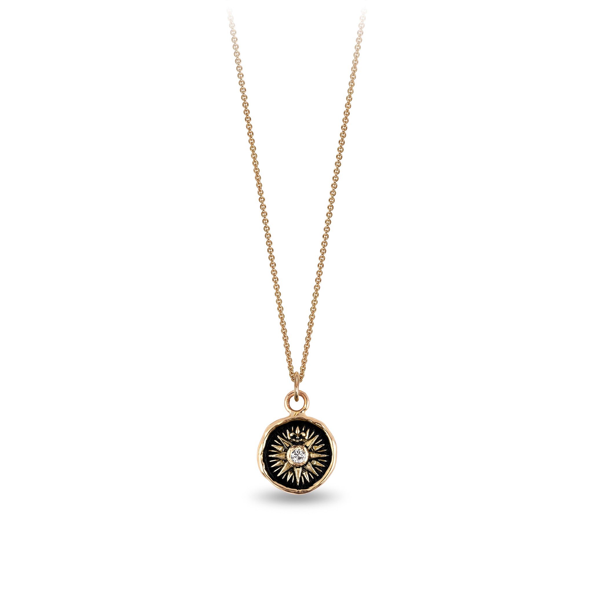 Direction 14K Gold Diamond Set Talisman