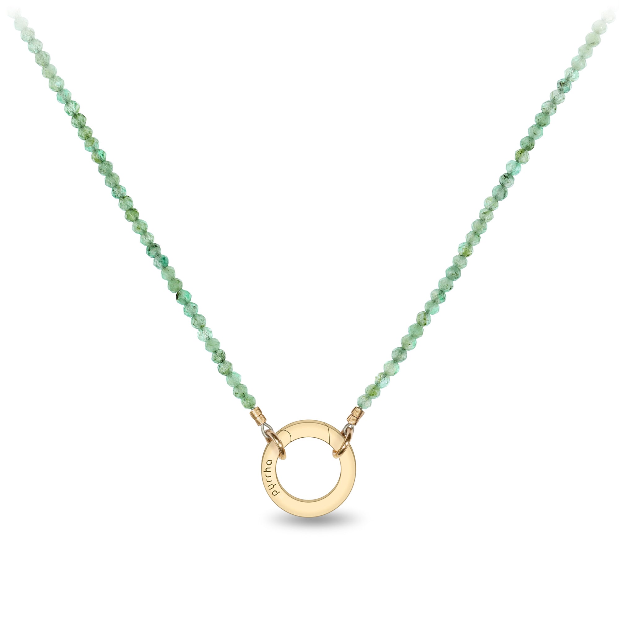 Emerald 14K Gold Faceted Stone Choker with Talisman Clip