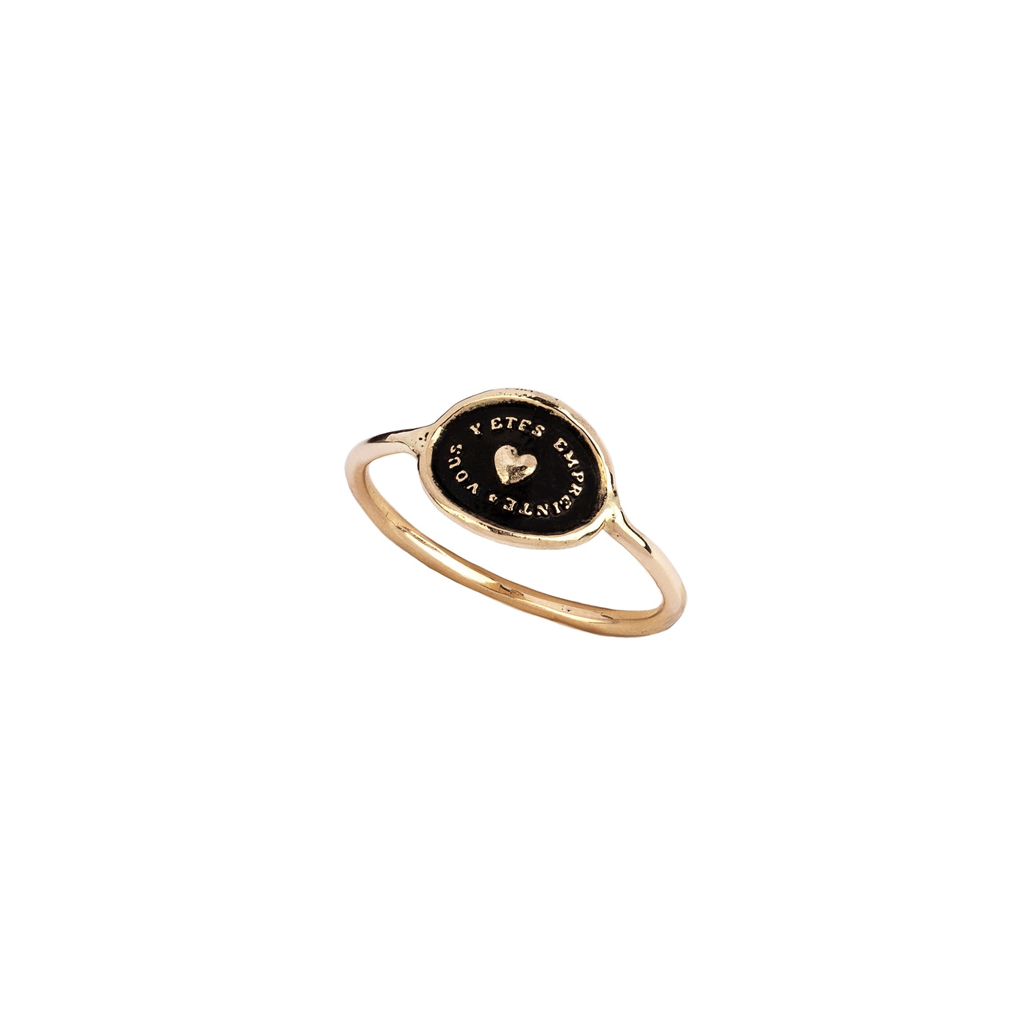 Heart Print 14K Gold Mini Talisman Ring