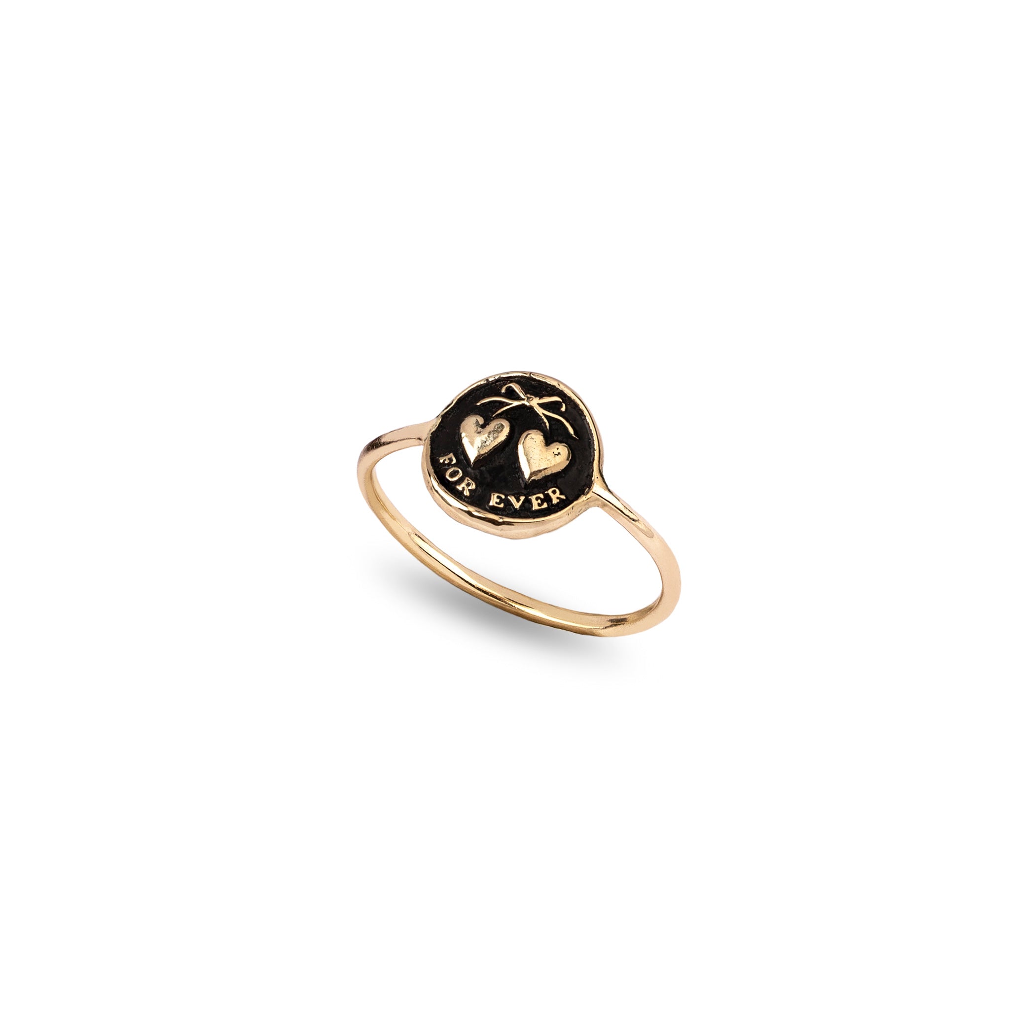 Hearts 14K Gold Mini Talisman Ring