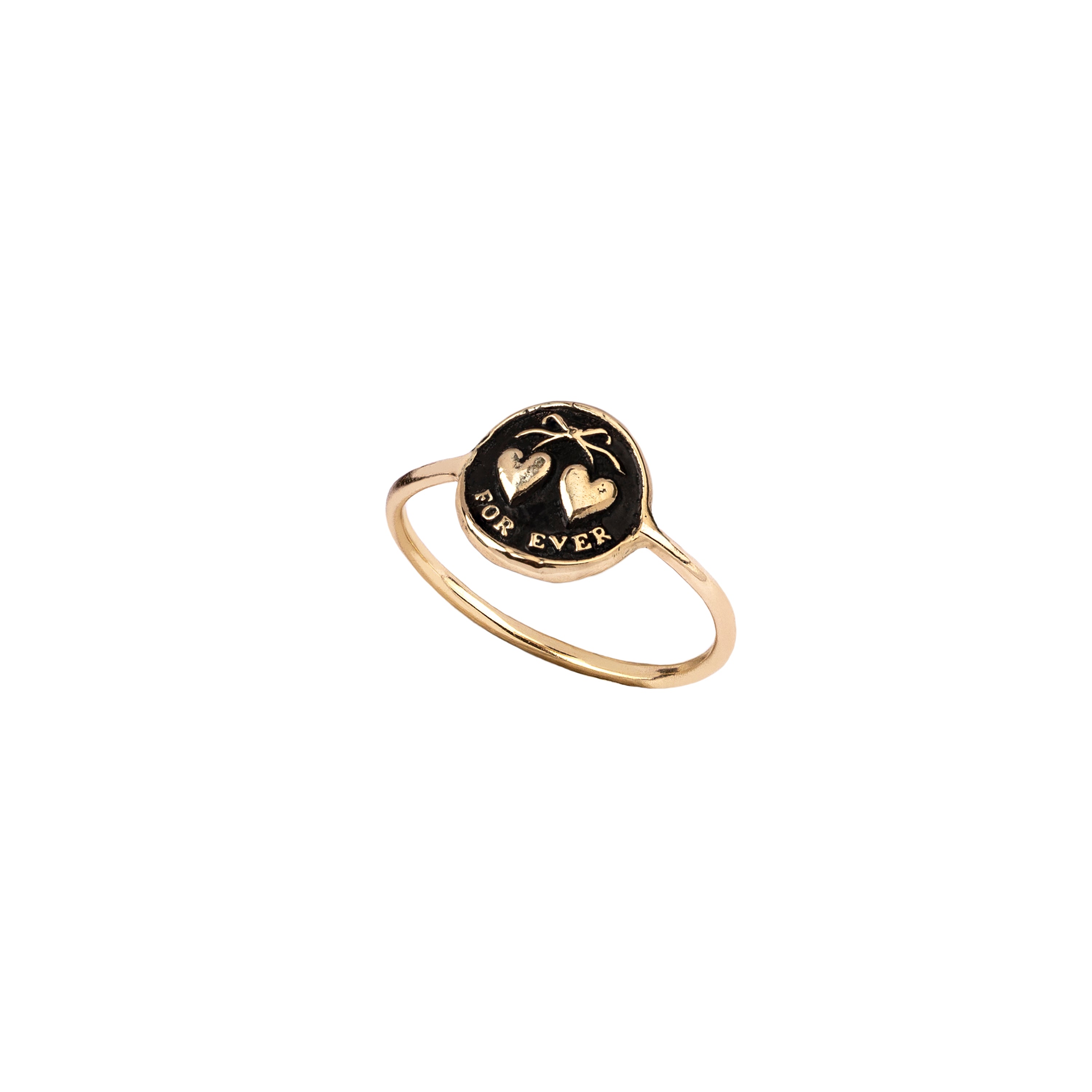 Hearts 14K Gold Mini Talisman Ring