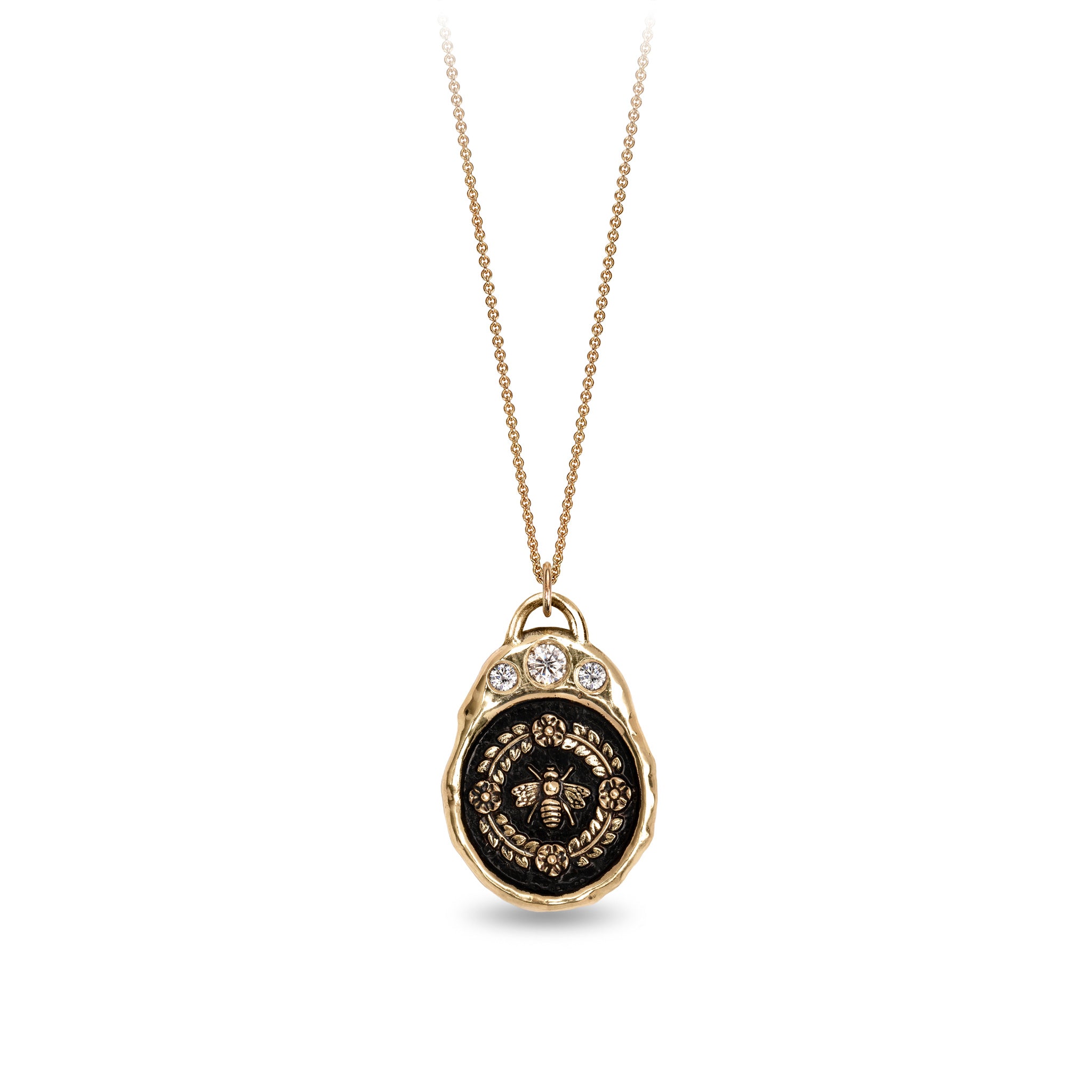 Honeybee 14K Gold Diamond Crown Talisman