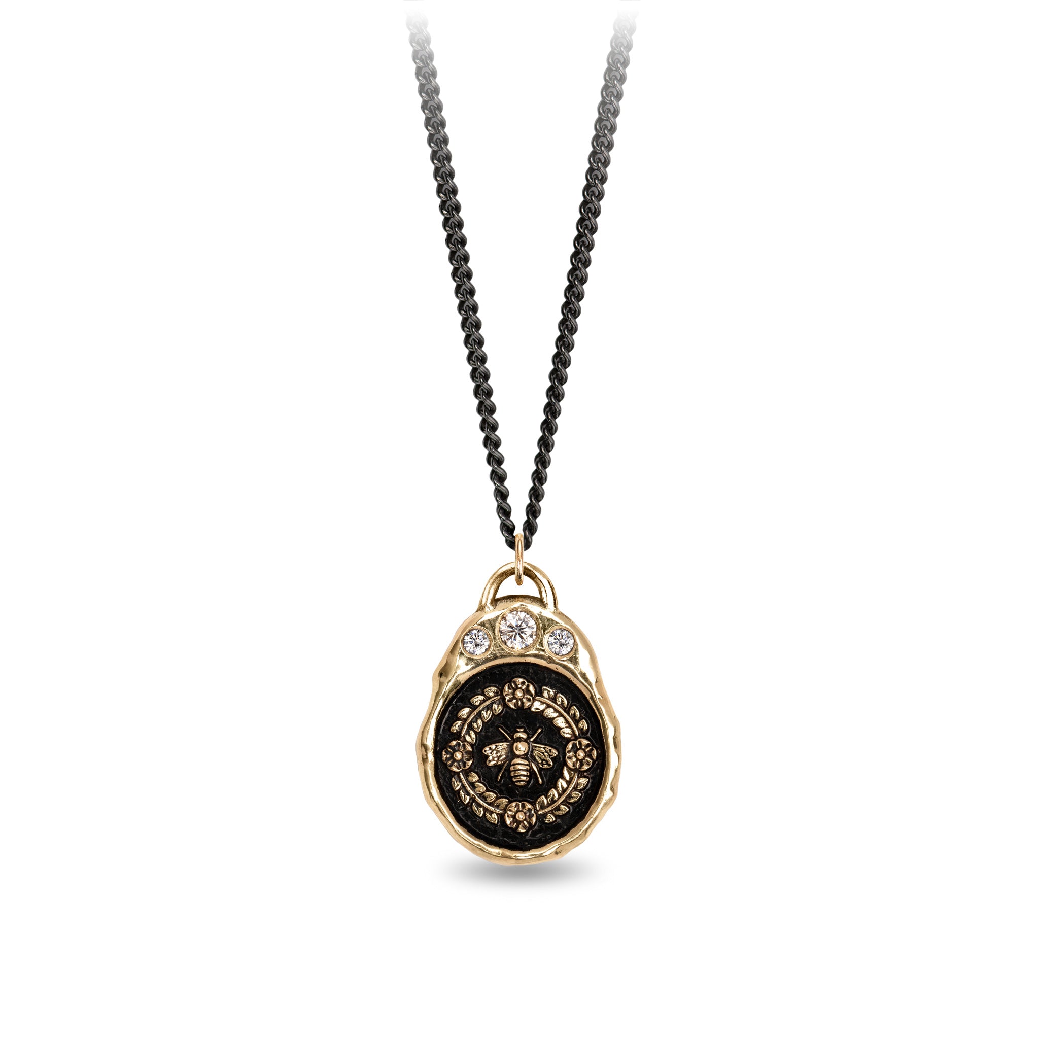 Honeybee 14K Gold Diamond Crown Talisman