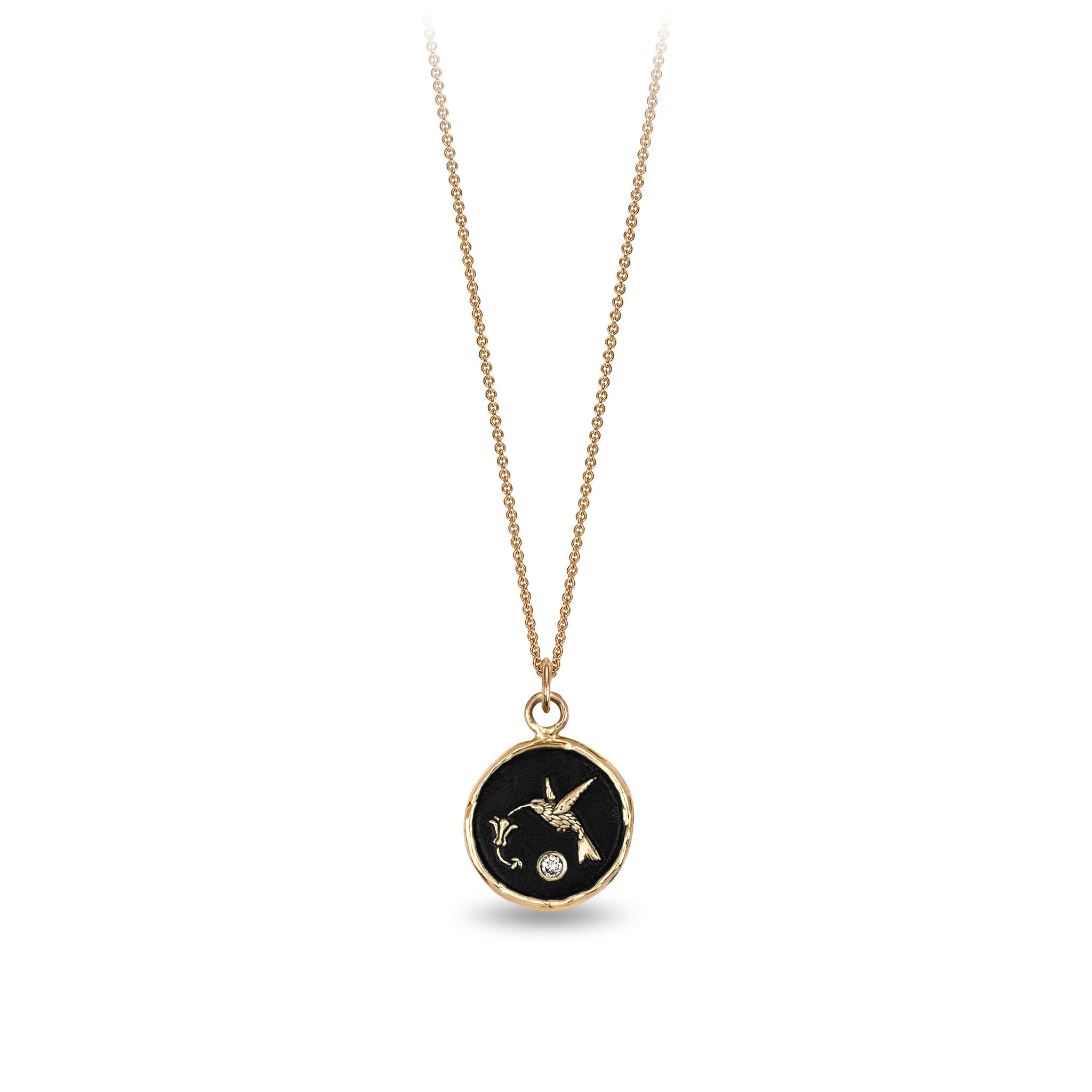 Hummingbird 14K Gold Diamond Set Talisman