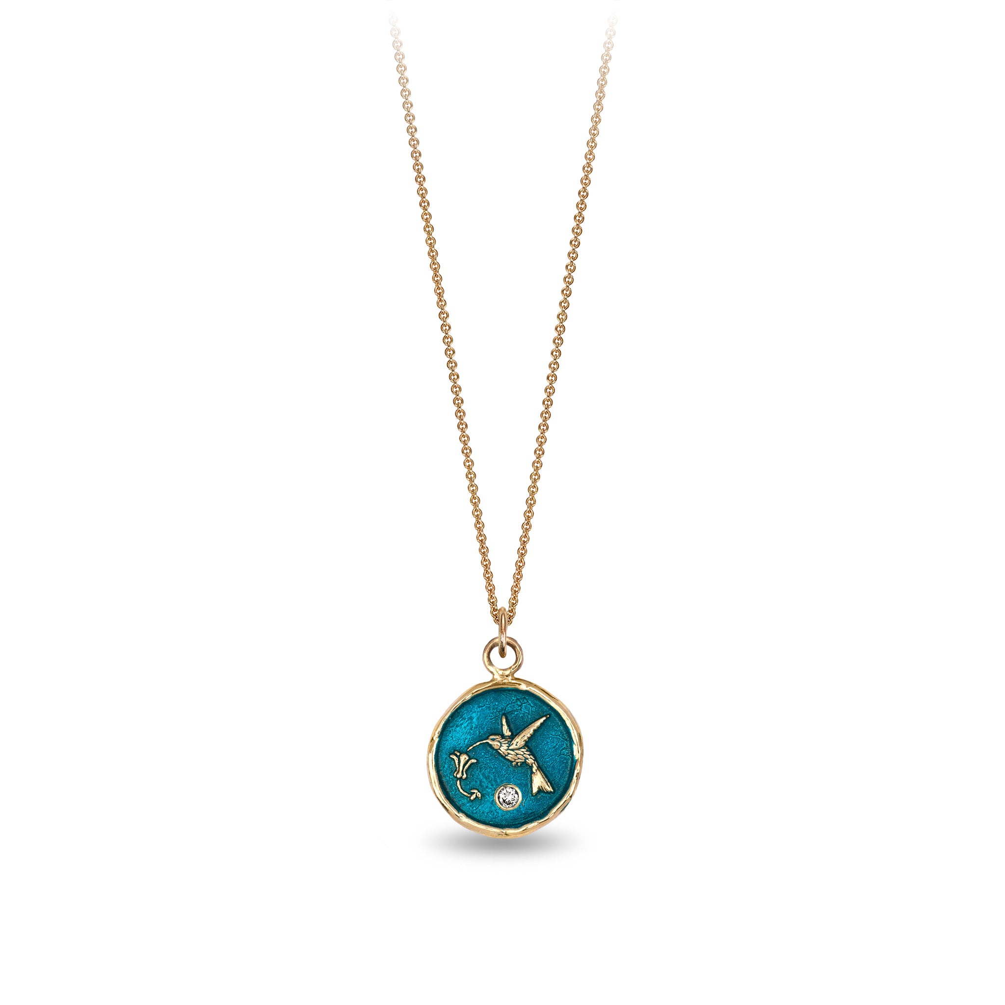 Hummingbird 14K Gold Diamond Set Talisman - True Colors