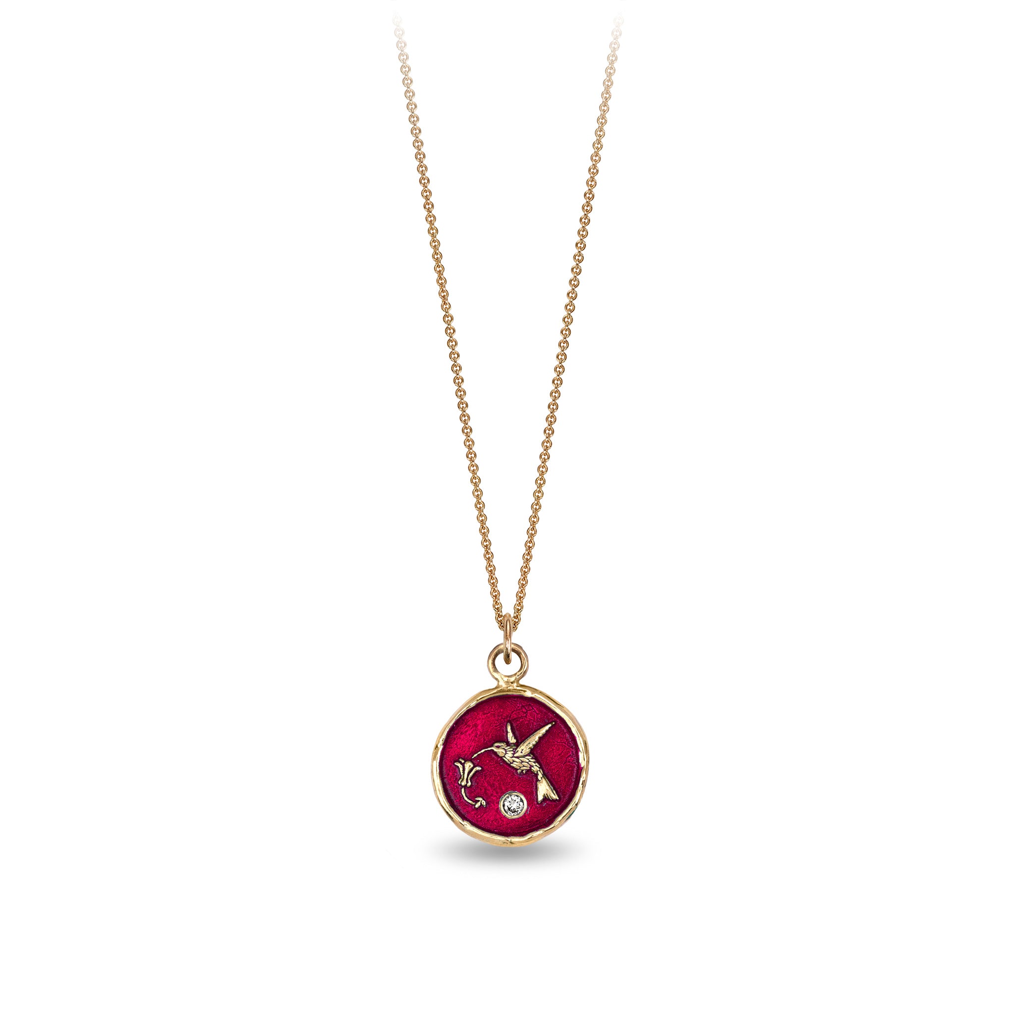 Hummingbird 14K Gold Diamond Set Talisman - True Colors