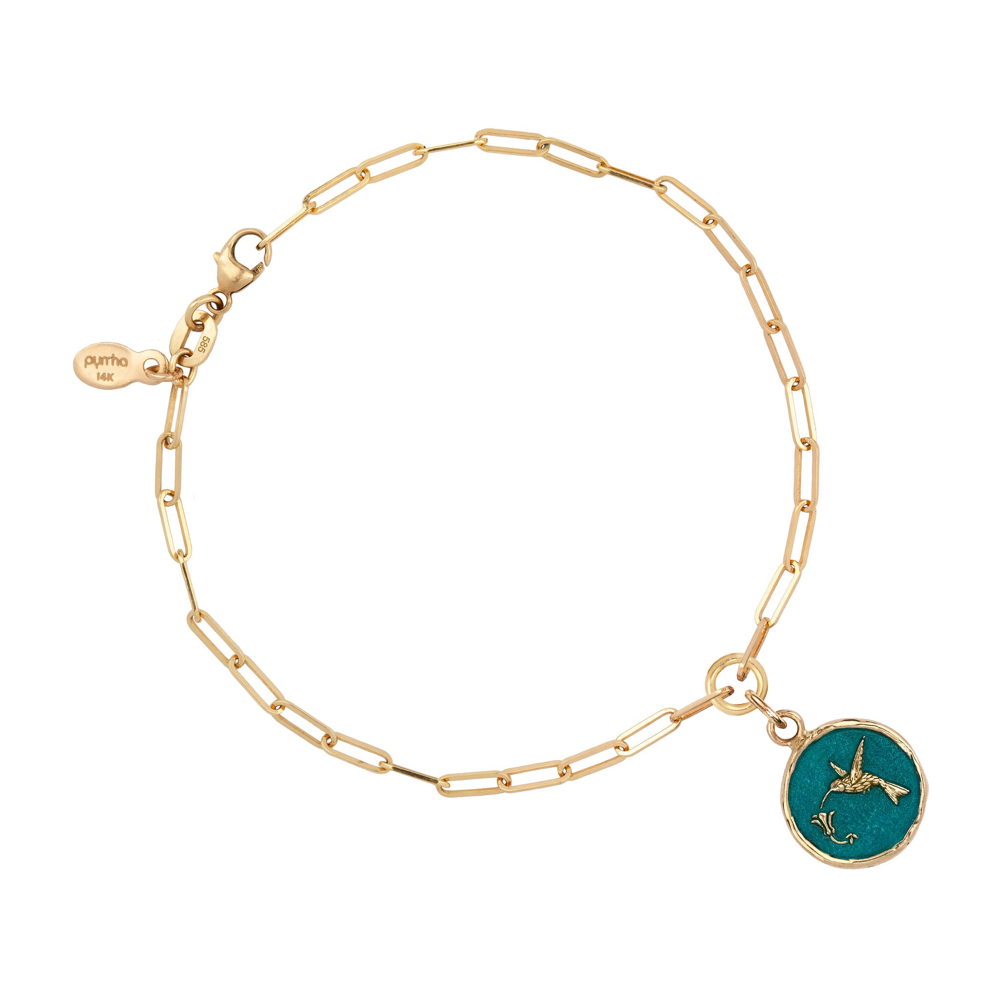 Hummingbird 14K Gold Long Link Paperclip Chain Bracelet - True Colors