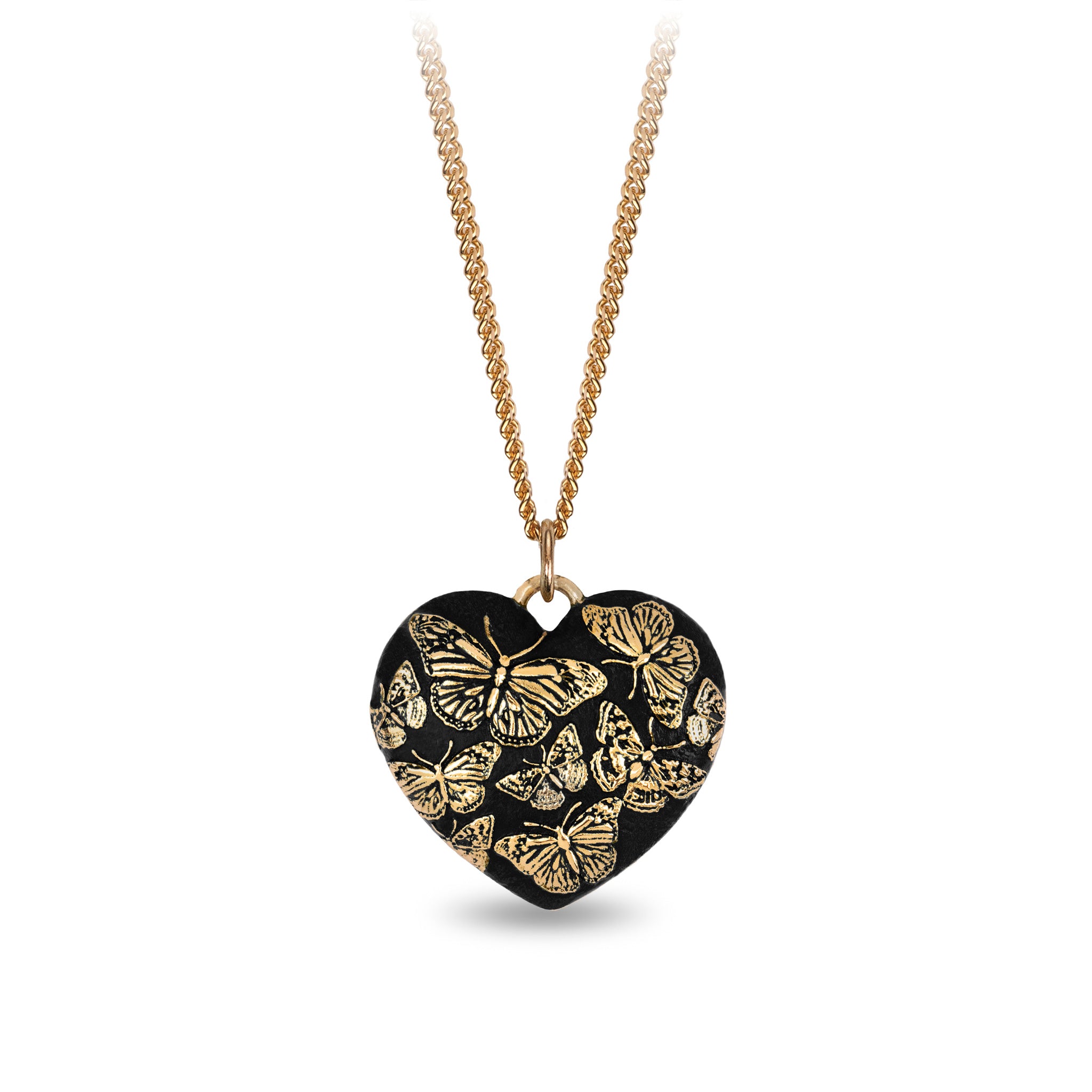 Butterfly 14K Gold Large Puffed Heart Talisman