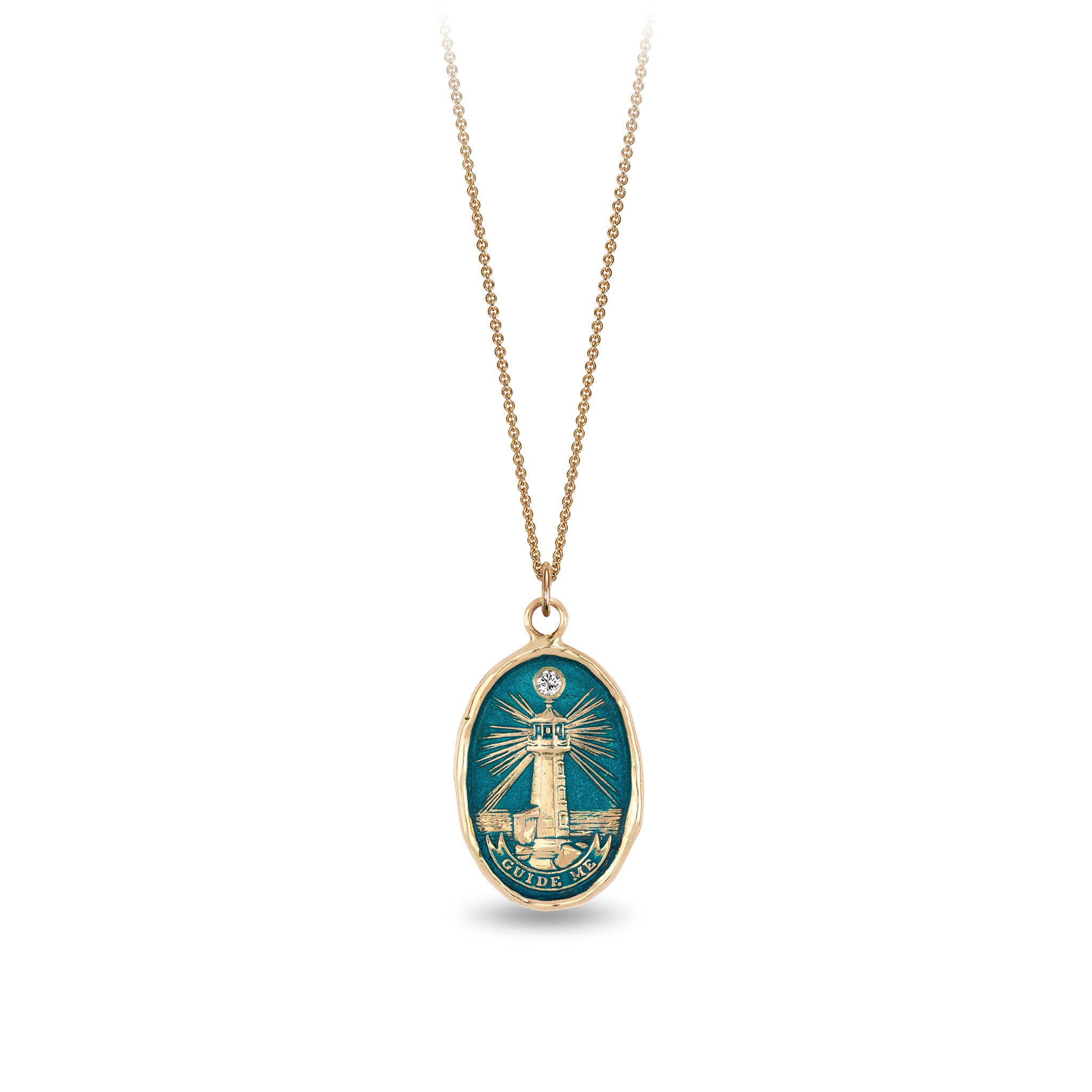 Lighthouse 14K Gold Diamond Set Talisman - True Colors