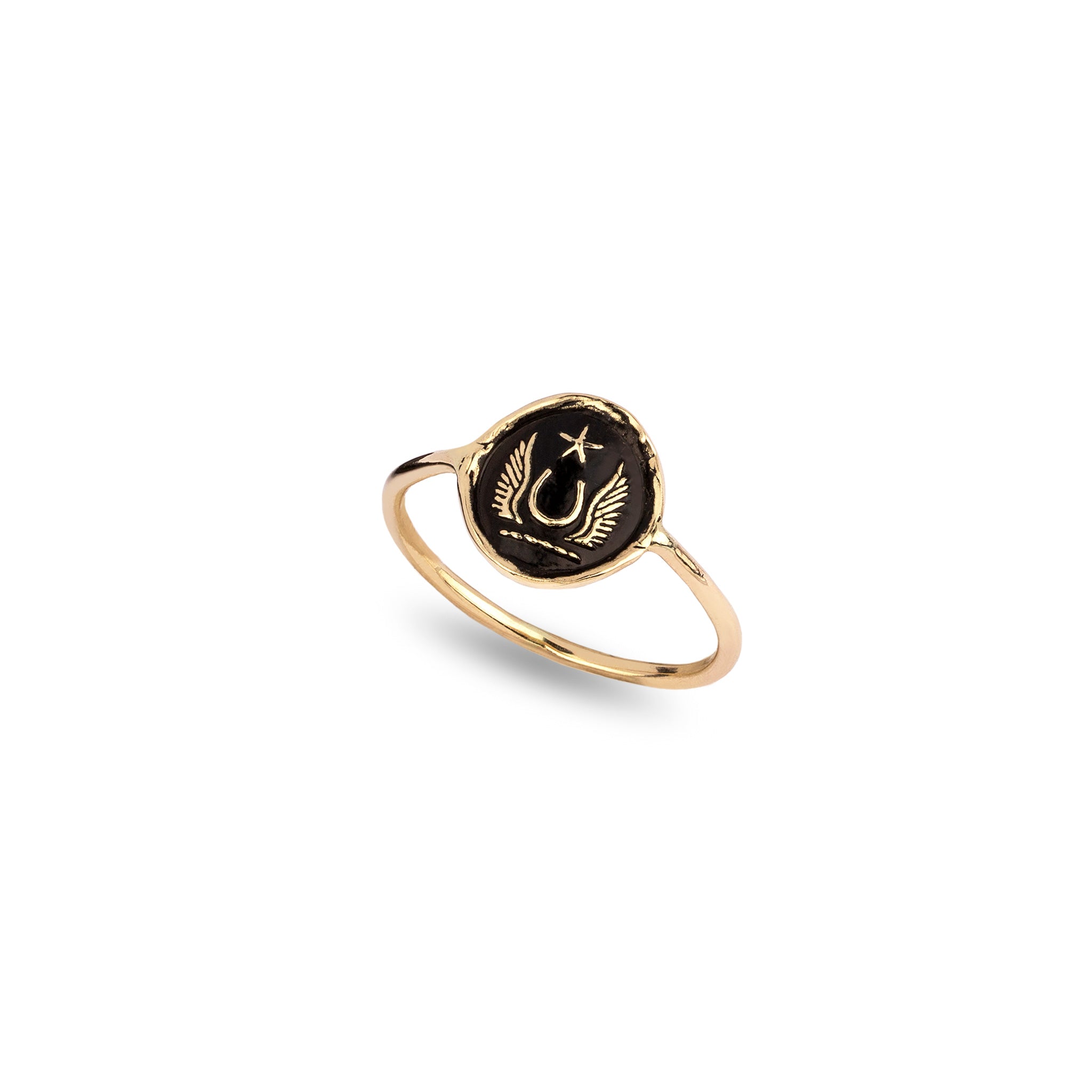 Luck & Protection 14K Gold Mini Talisman Ring