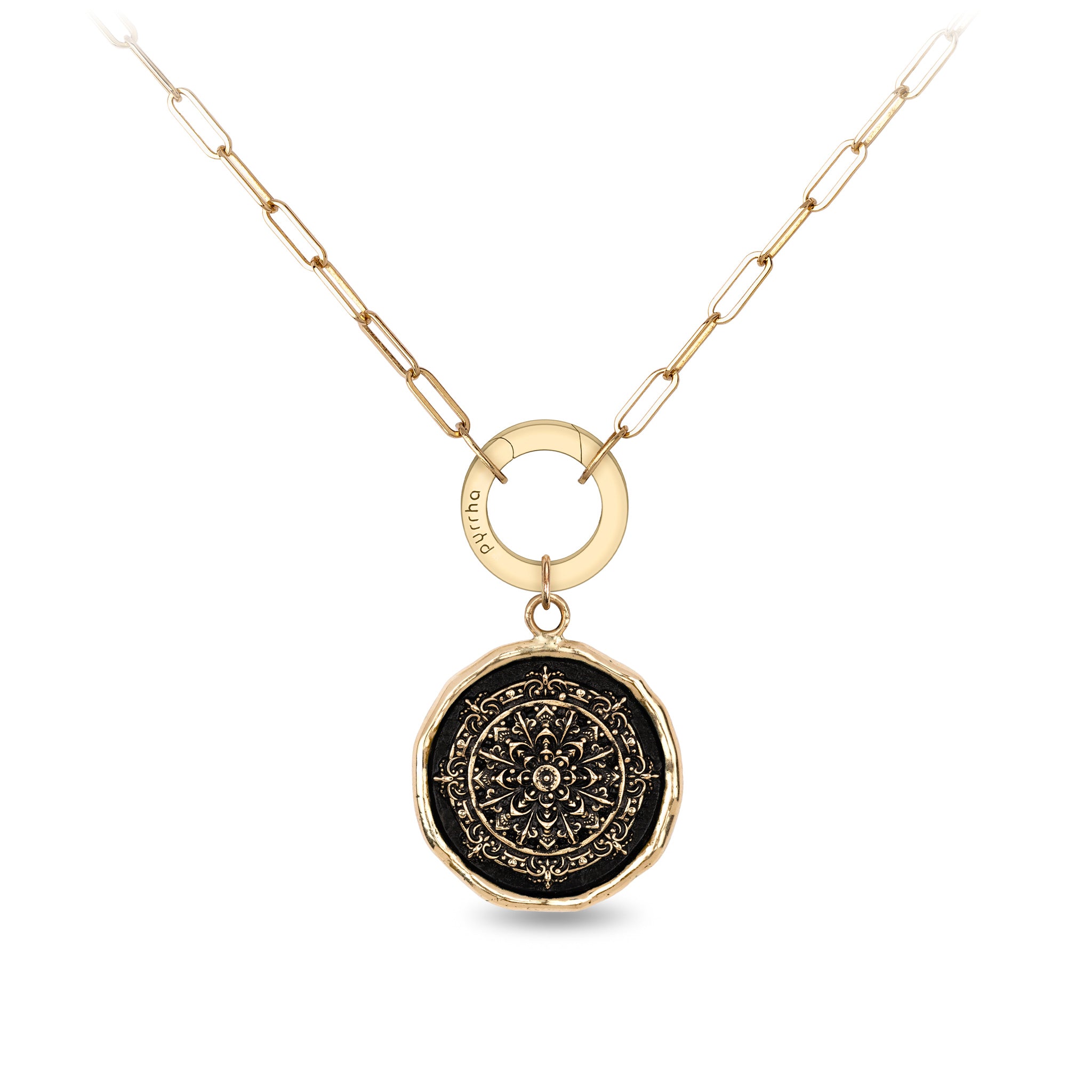 Mandala 14K Gold Long Link Paperclip Chain Necklace