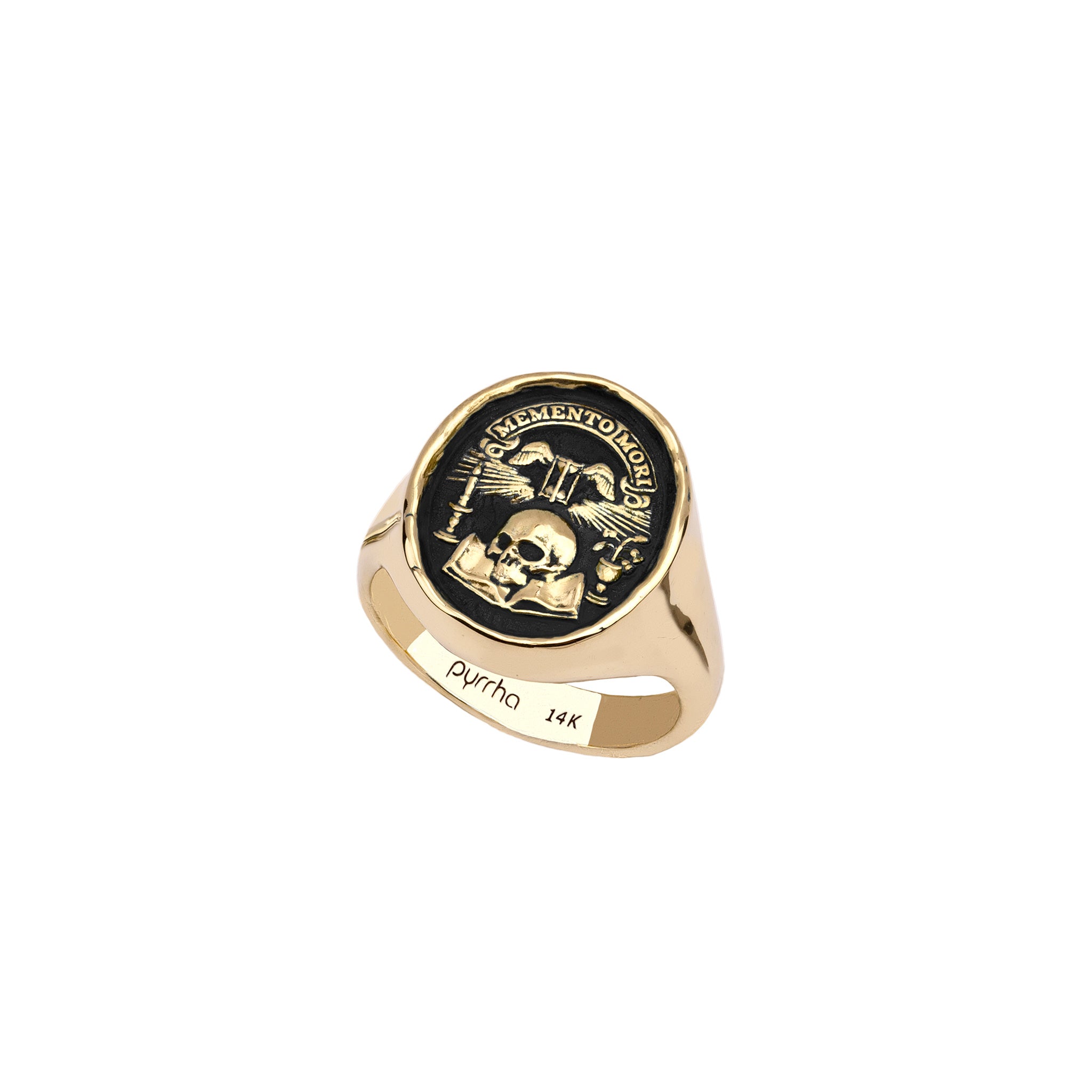 Memento Mori 14K Gold Signet Ring