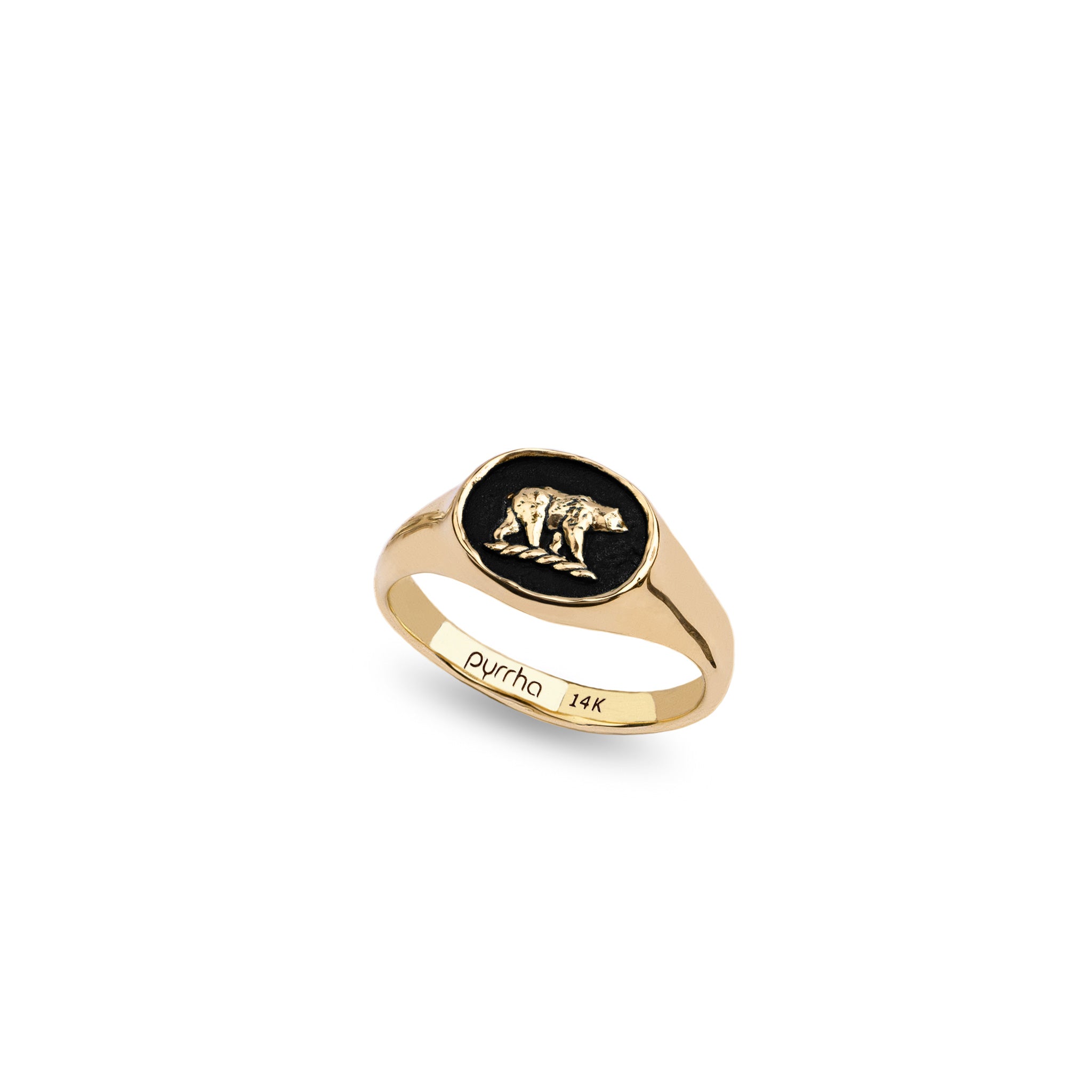 Mother Bear 14K Gold Signet Ring